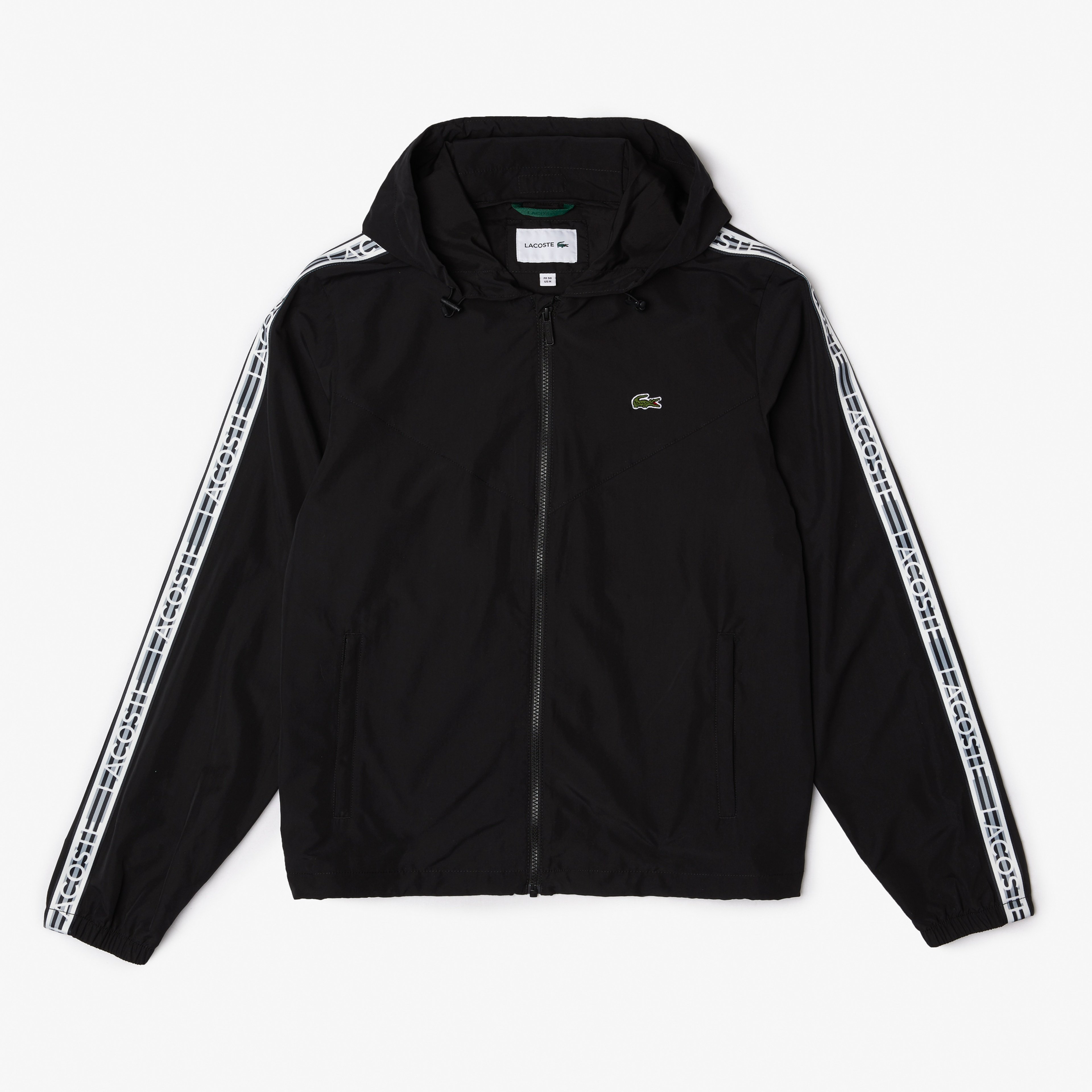 Erkek Dik Yaka Baskılı Siyah Mont