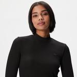 Kadın Slim Fit Uzun Kollu Dik Yaka Siyah Elbise