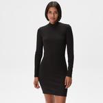 Kadın Slim Fit Uzun Kollu Dik Yaka Siyah Elbise