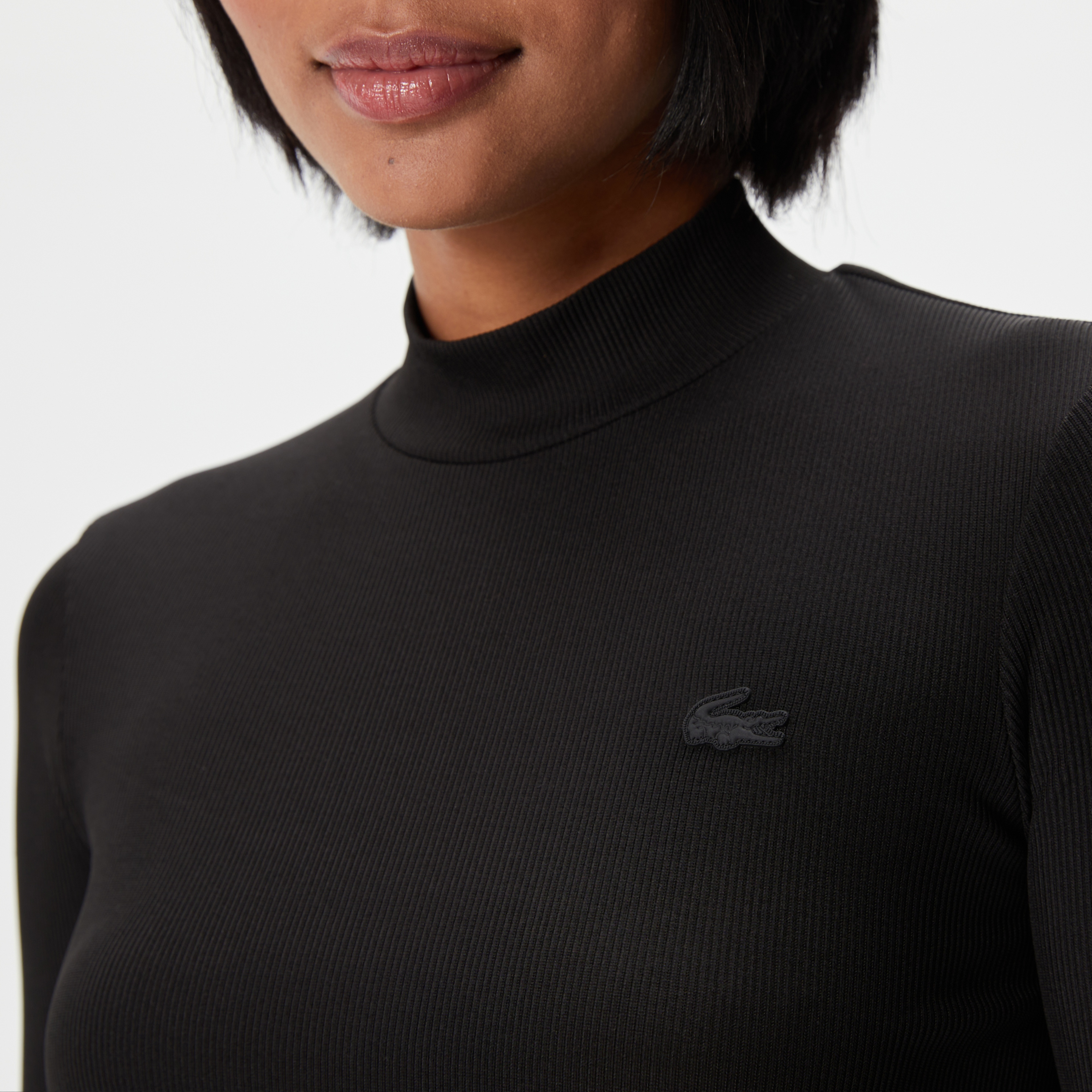 Kadın Slim Fit Uzun Kollu Dik Yaka Siyah Elbise