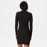Kadın Slim Fit Uzun Kollu Dik Yaka Siyah Elbise