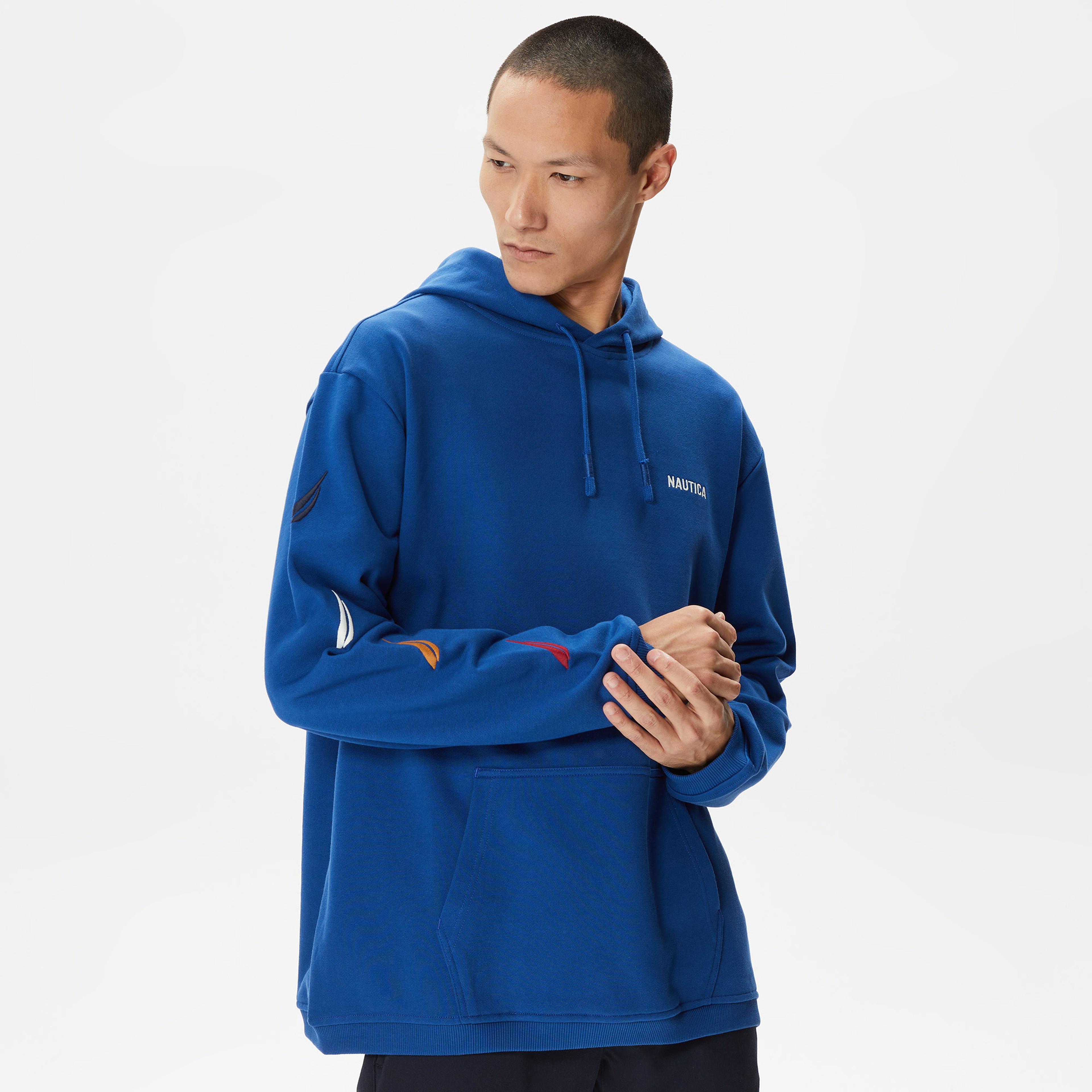 Nautica Erkek Mavi Standart Fit Kapüşonlu Sweatshirt