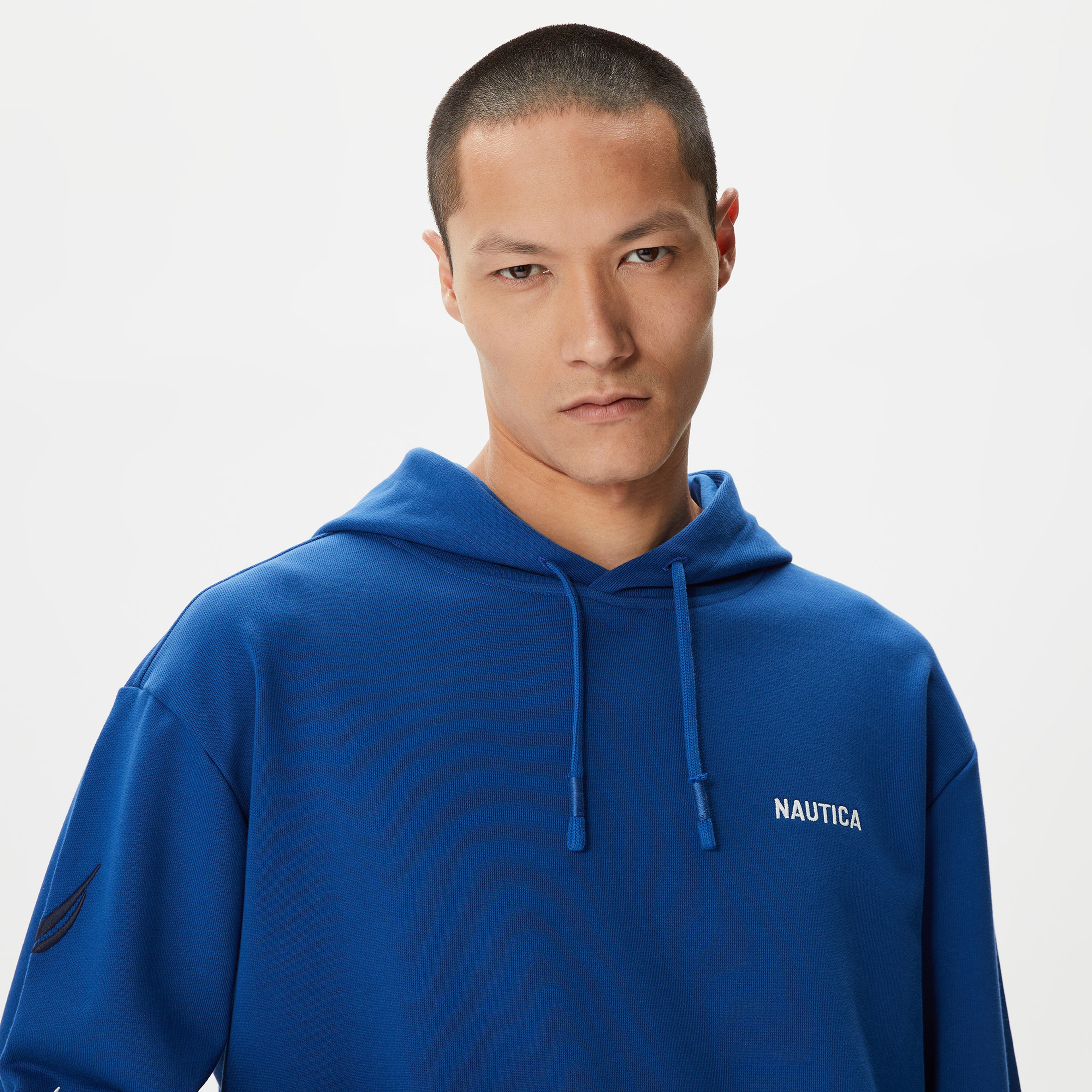 Nautica Erkek Mavi Standart Fit Kapüşonlu Sweatshirt