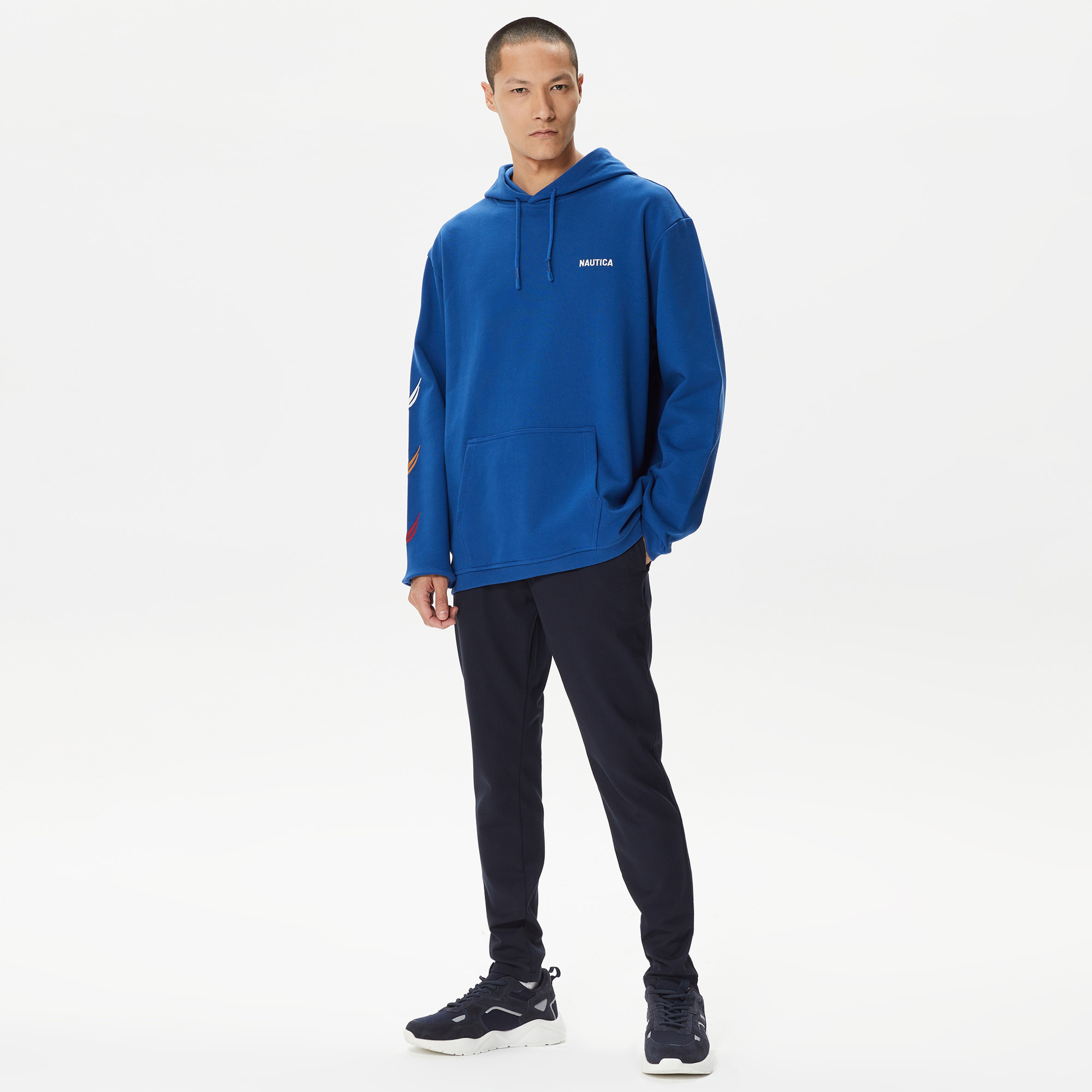 Nautica Erkek Mavi Standart Fit Kapüşonlu Sweatshirt
