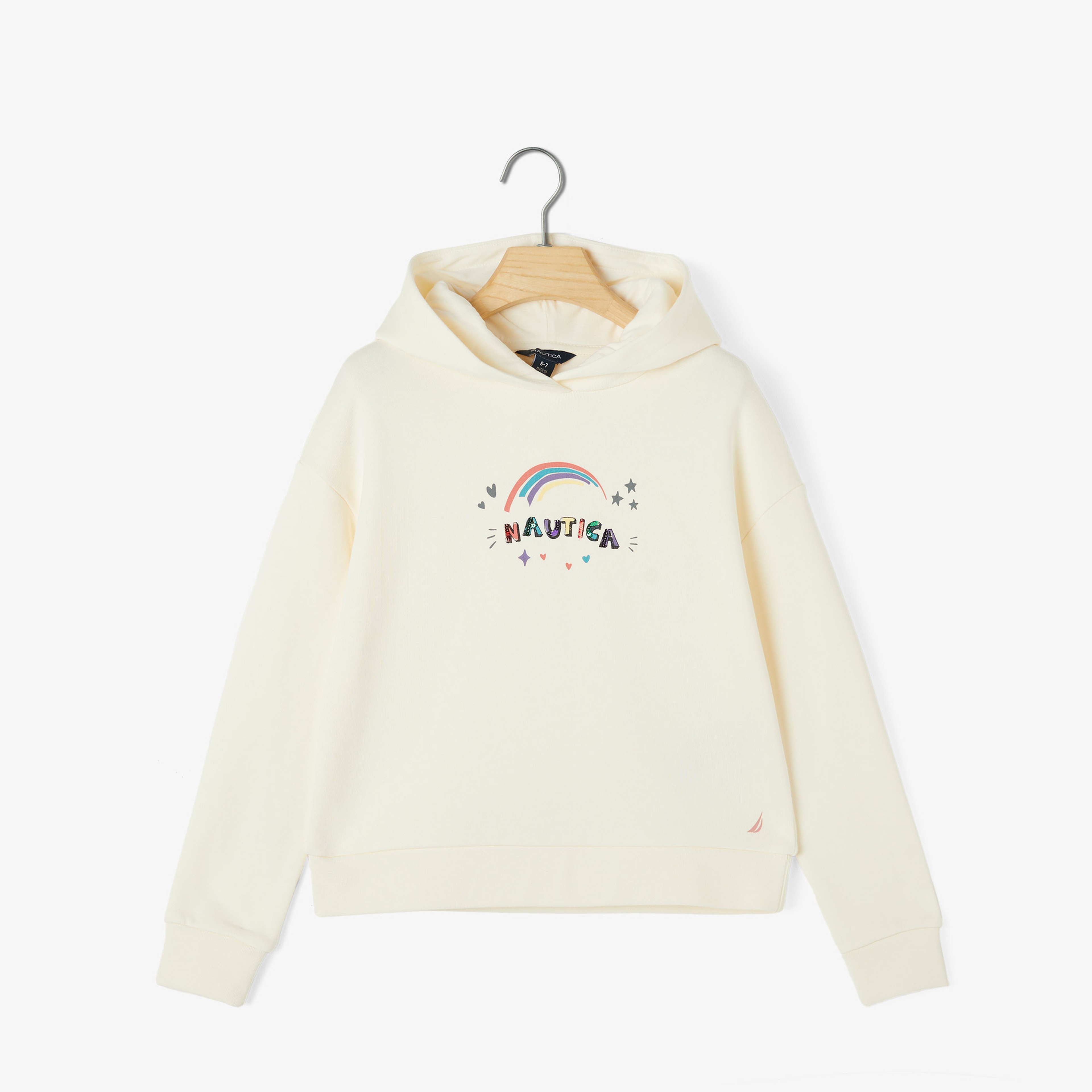 Nautica Kız Çocuk Beyaz Standart Fit Kapüşonlu Sweatshirt