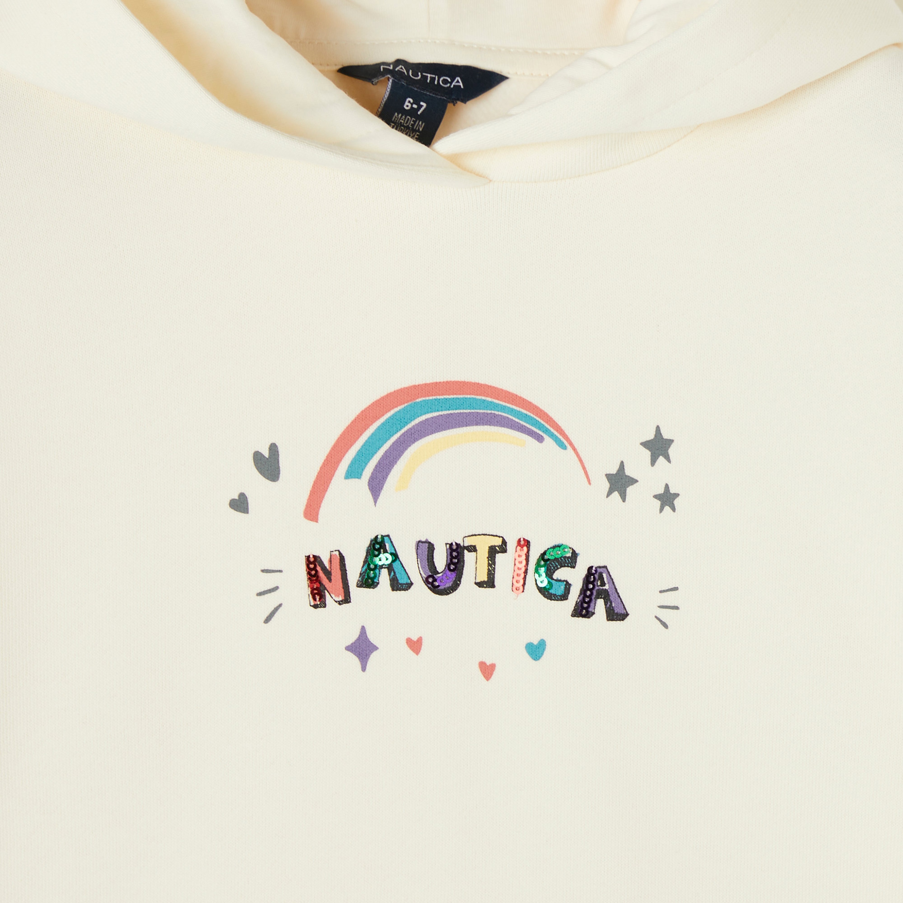 Nautica Kız Çocuk Beyaz Standart Fit Kapüşonlu Sweatshirt