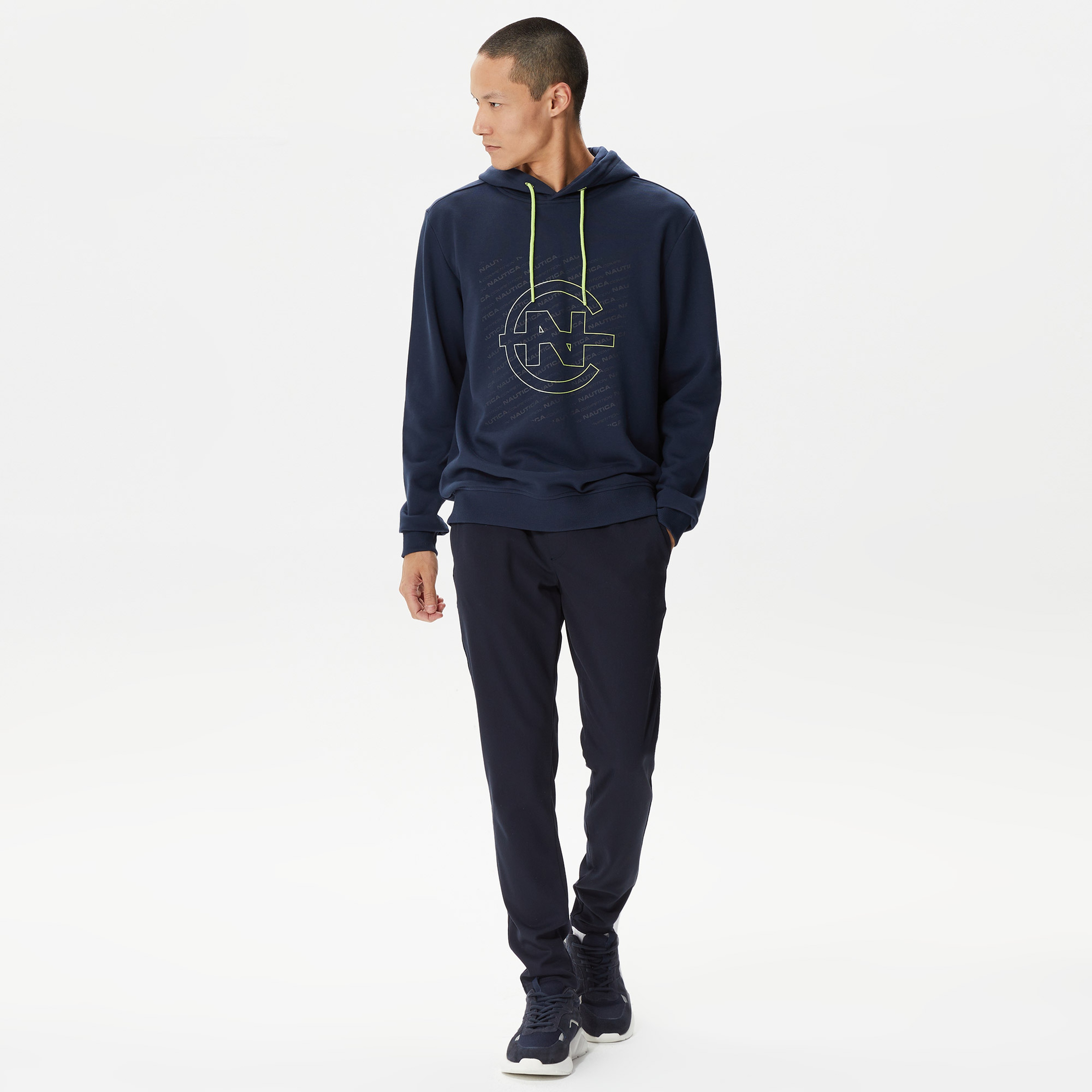 Nautica Erkek Lacivert Standart Fit Kapüşonlu Sweatshirt