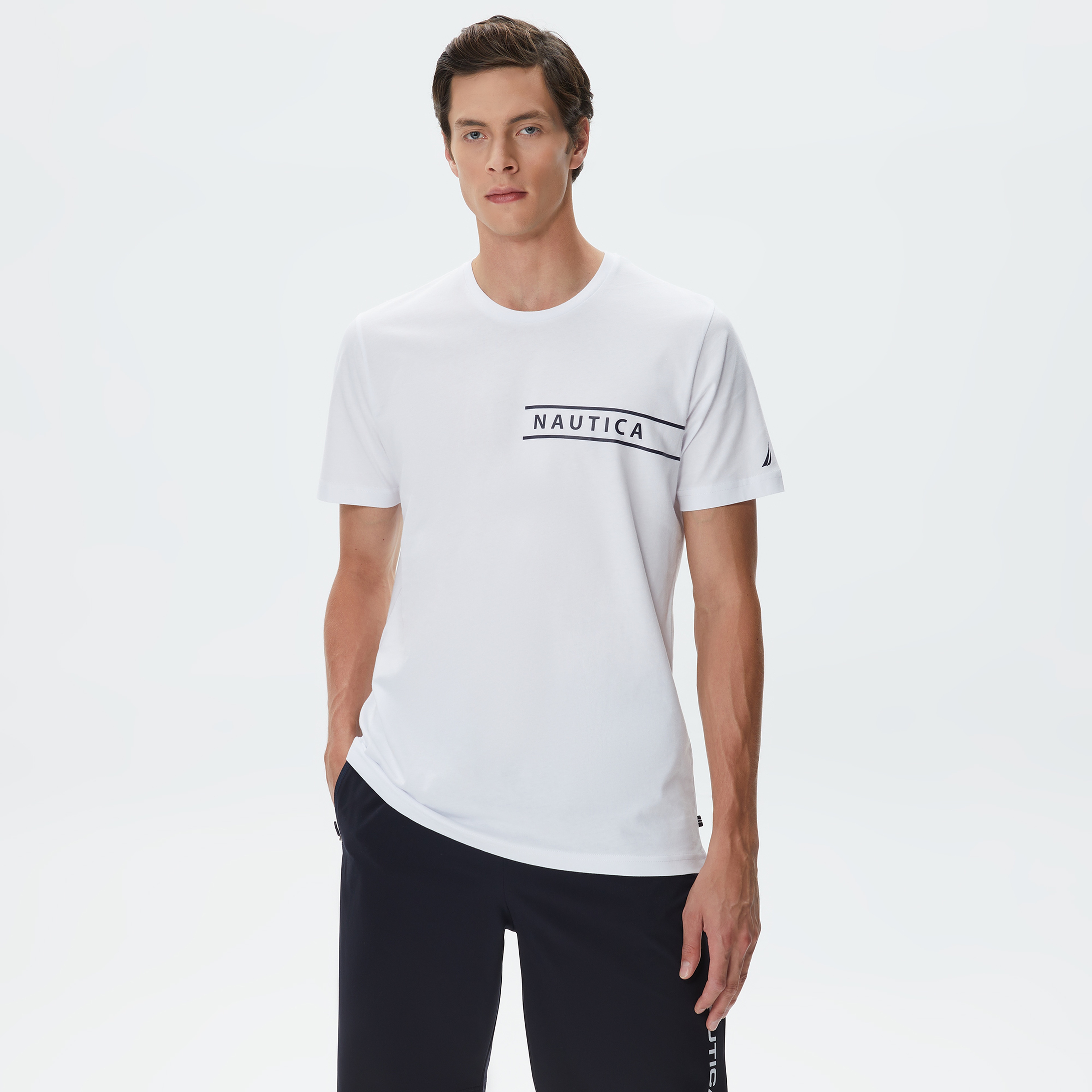 Nautica Erkek Beyaz Standart Fit T-Shirt