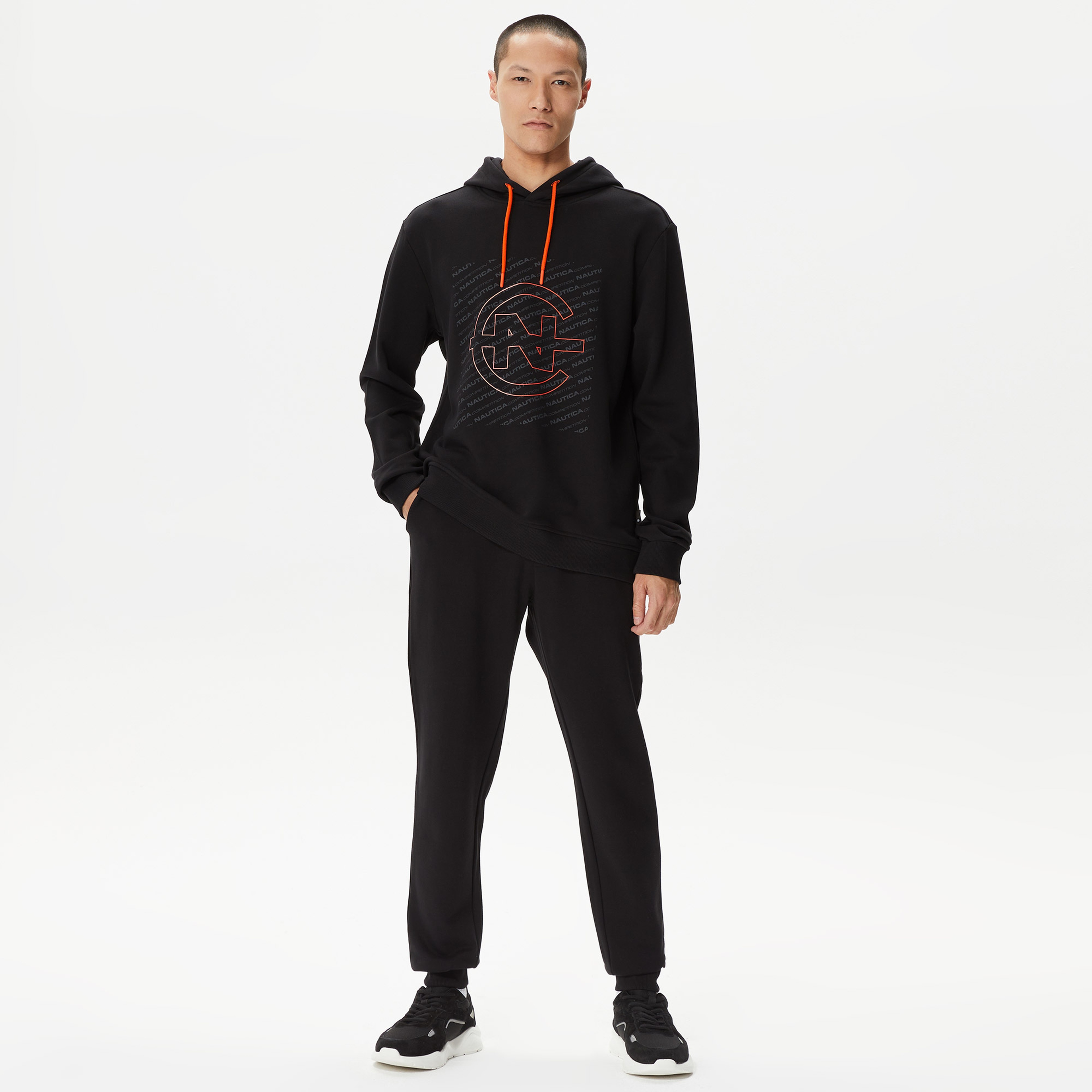 Nautica Erkek Siyah Standart Fit Kapüşonlu Sweatshirt