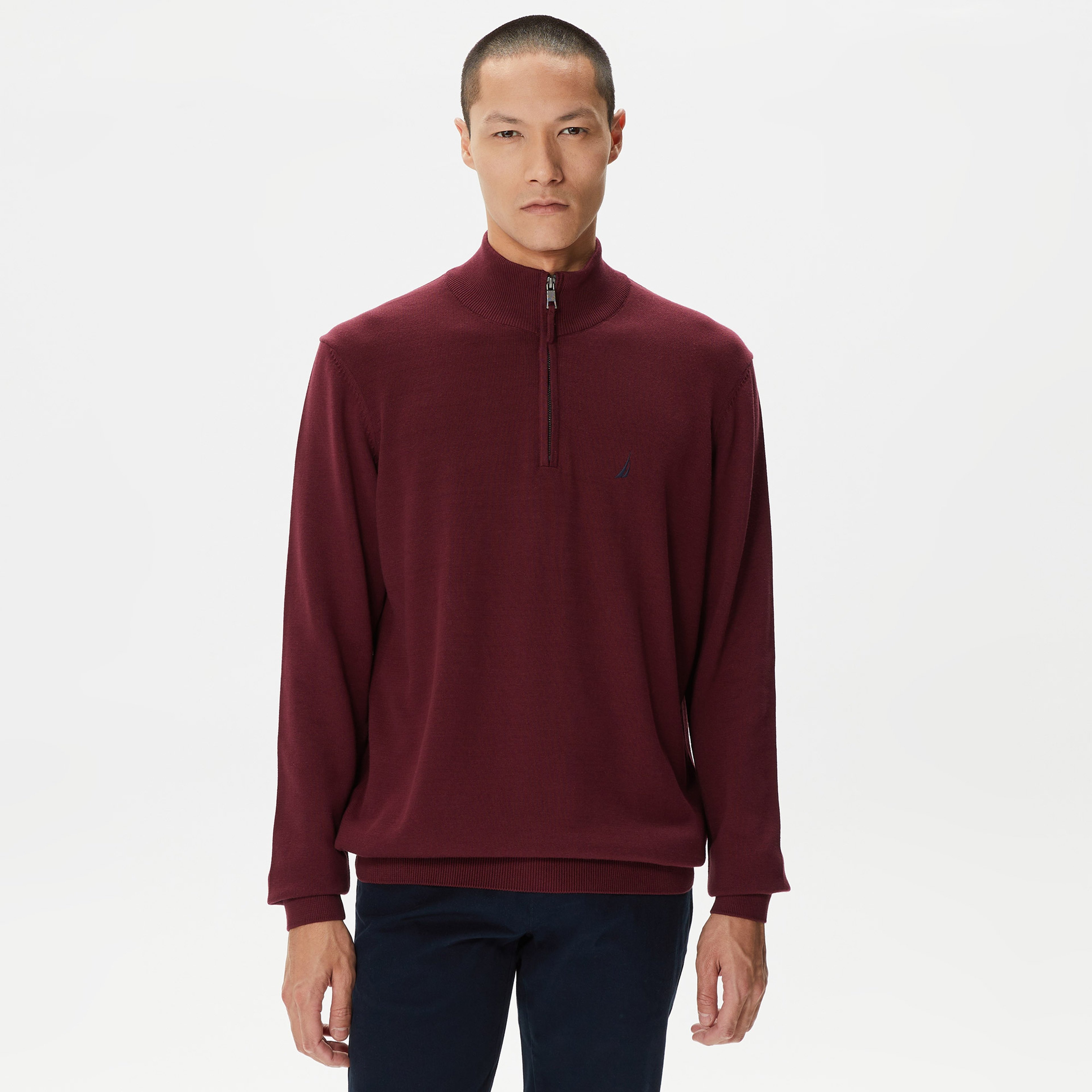 Nautica Erkek Bordo Standart Fit Dik Yakalı Kazak