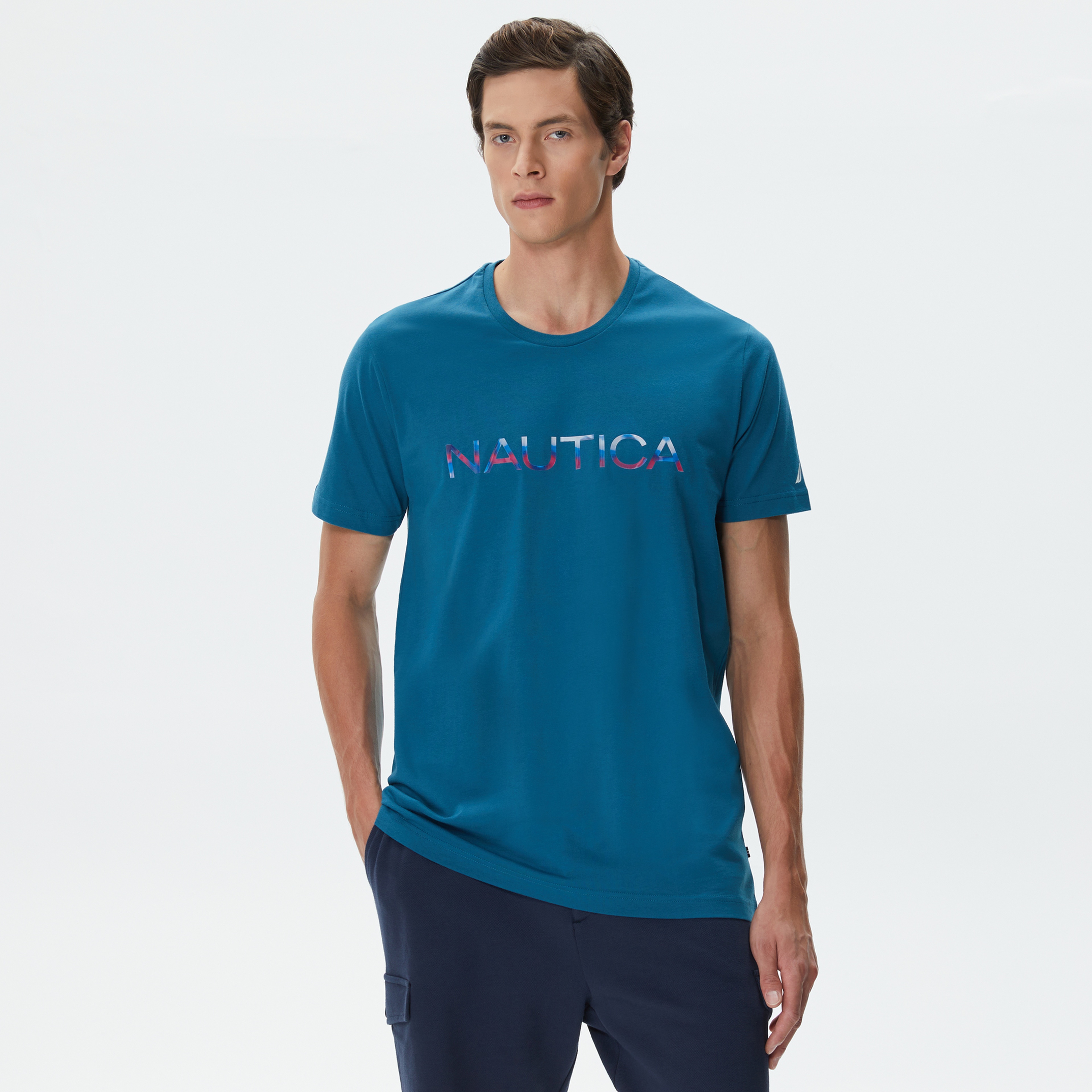 Nautica Erkek Mavi Standart Fit T-Shirt