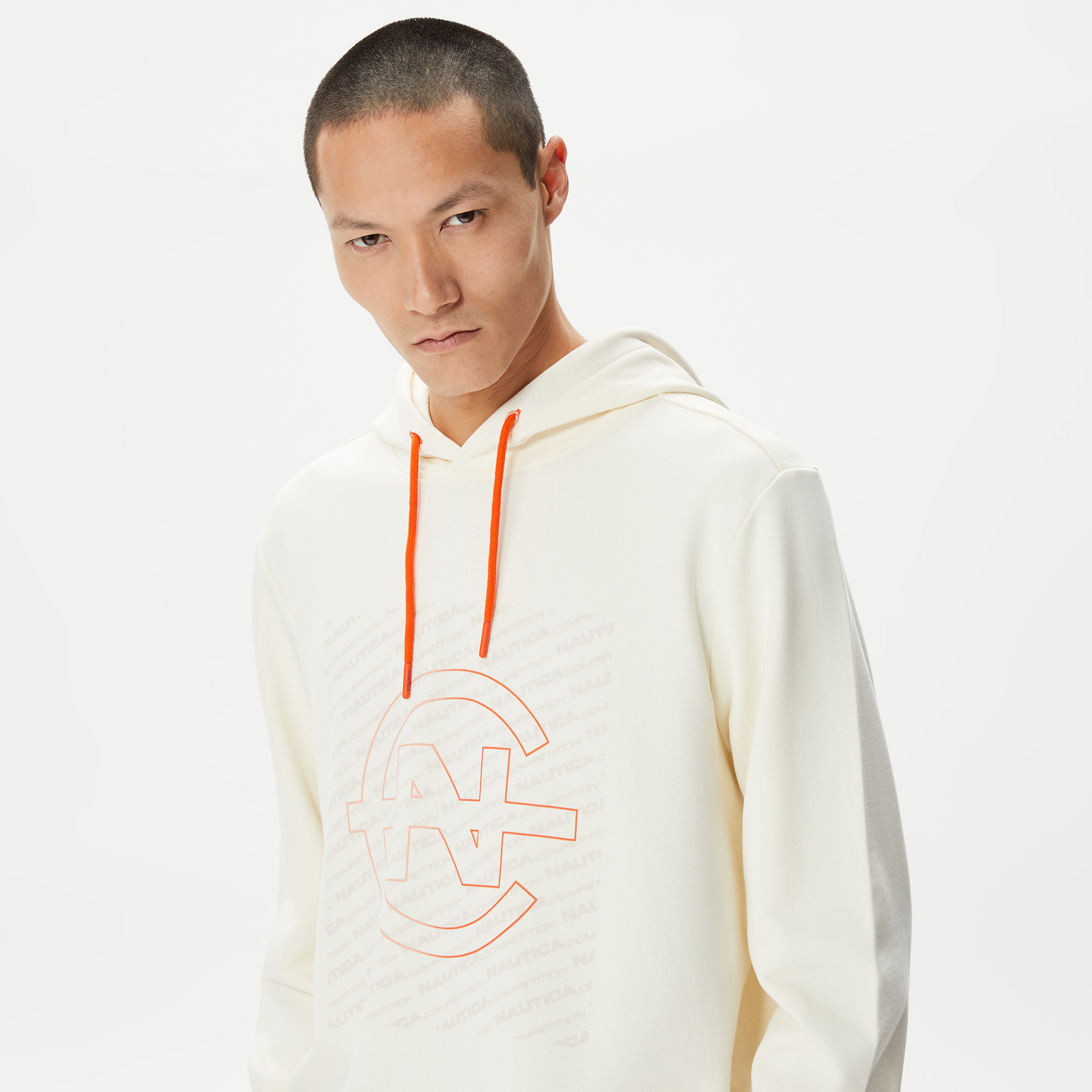 Nautica Erkek Beyaz Standart Fit Kapüşonlu Sweatshirt