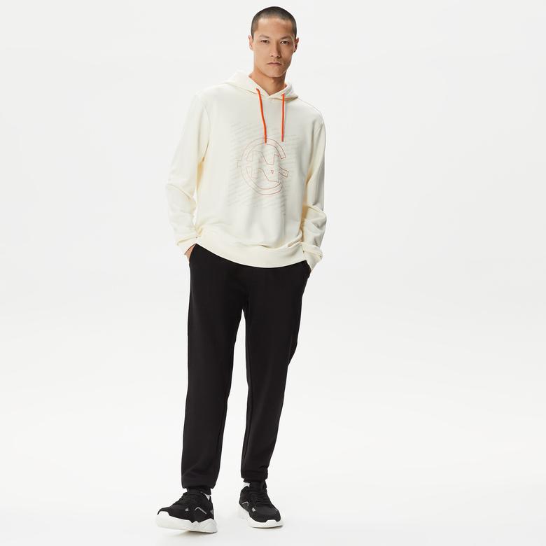 Nautica Erkek Beyaz Standart Fit Kapüşonlu Sweatshirt