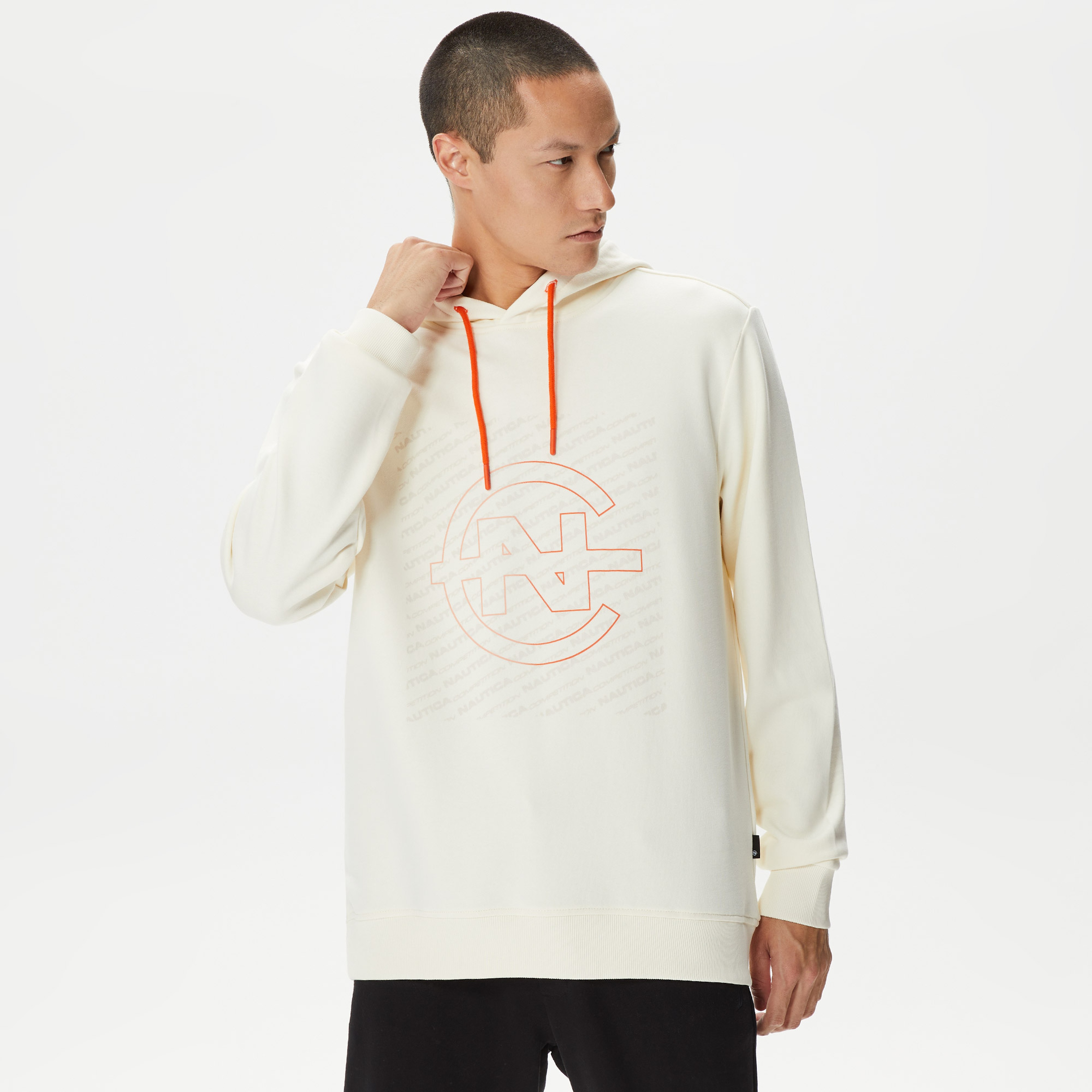 Nautica Erkek Beyaz Standart Fit Kapüşonlu Sweatshirt
