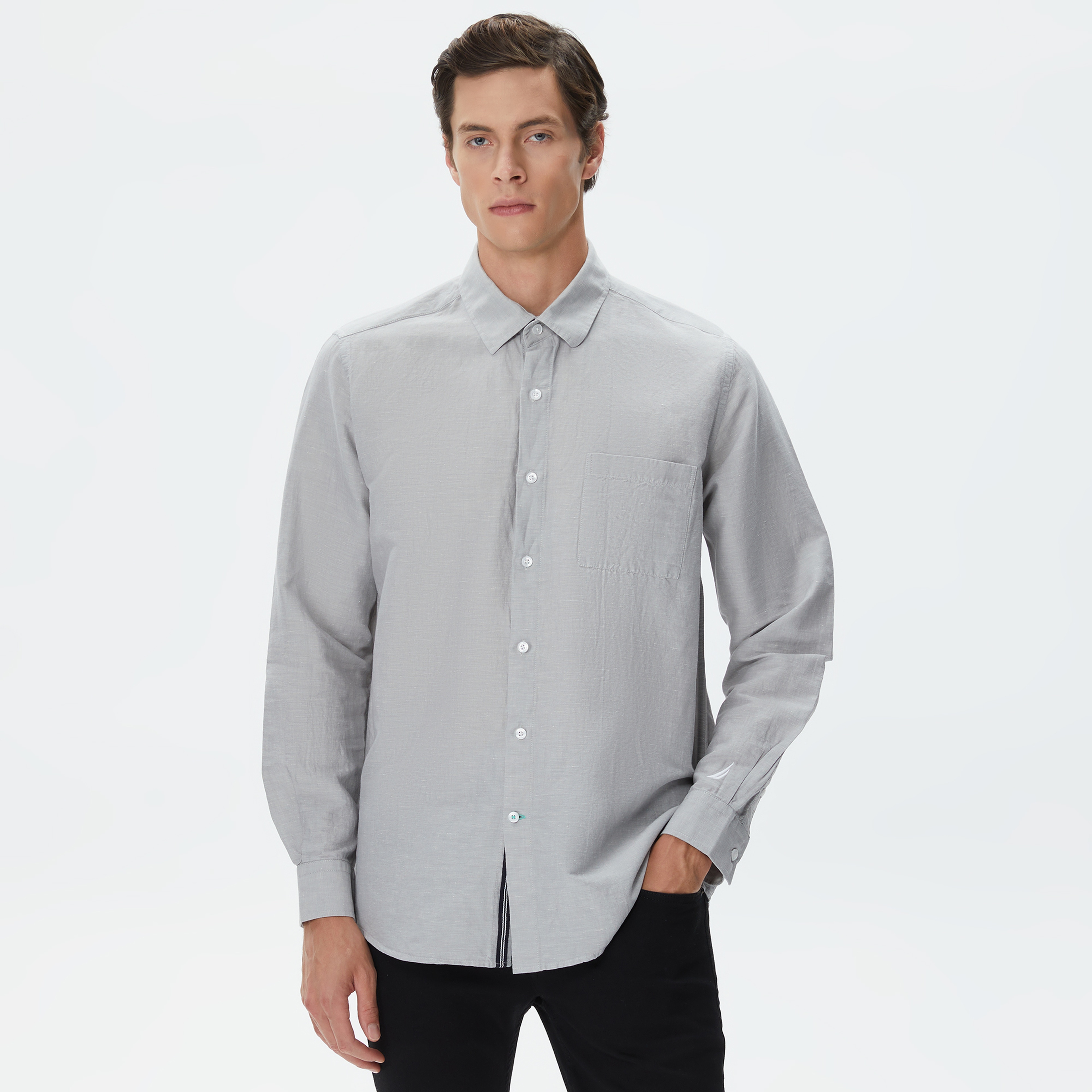 Nautica Erkek Gri Classic Fit Gömlek