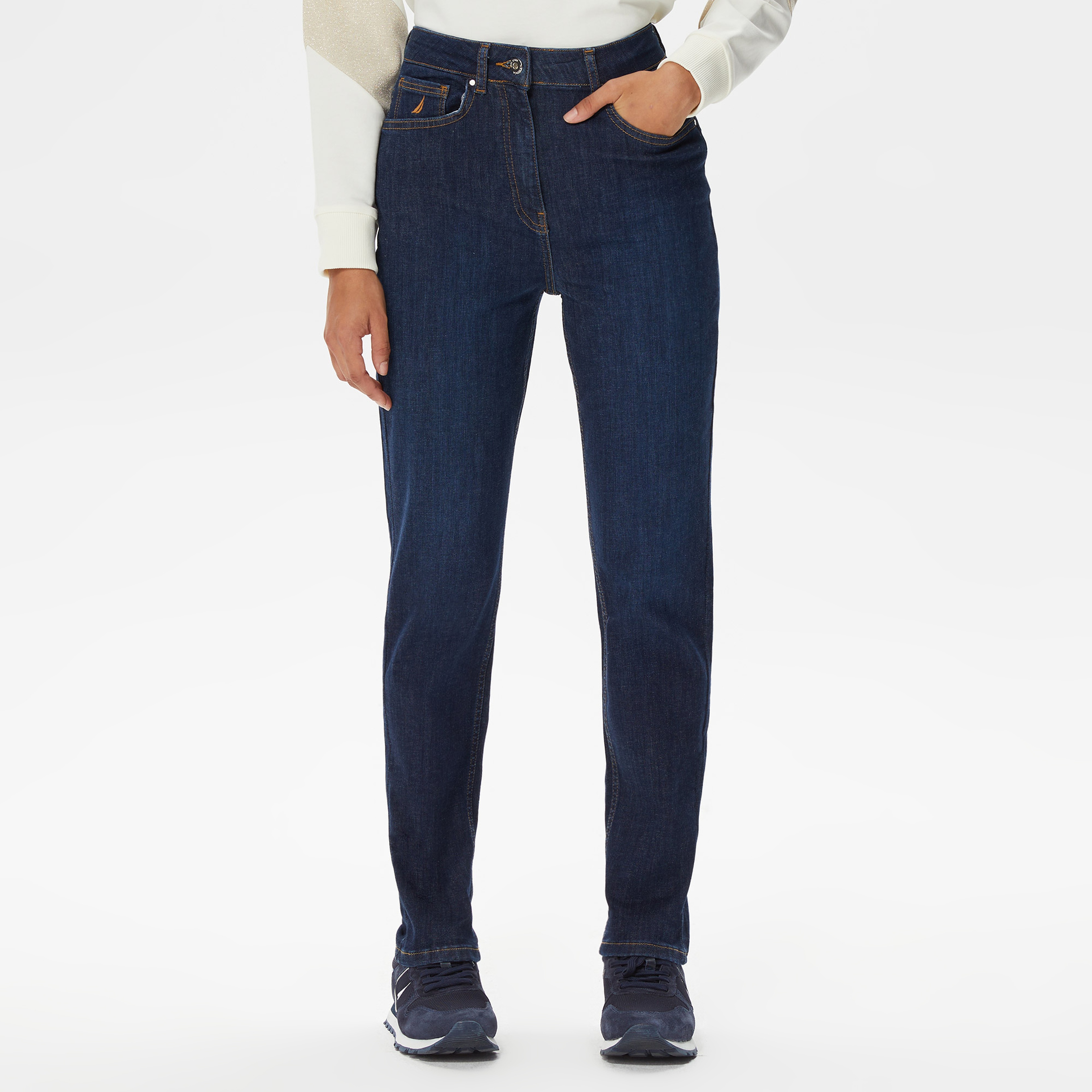 Nautica Kadın Mavi Relaxed Fit Denim Pantolon