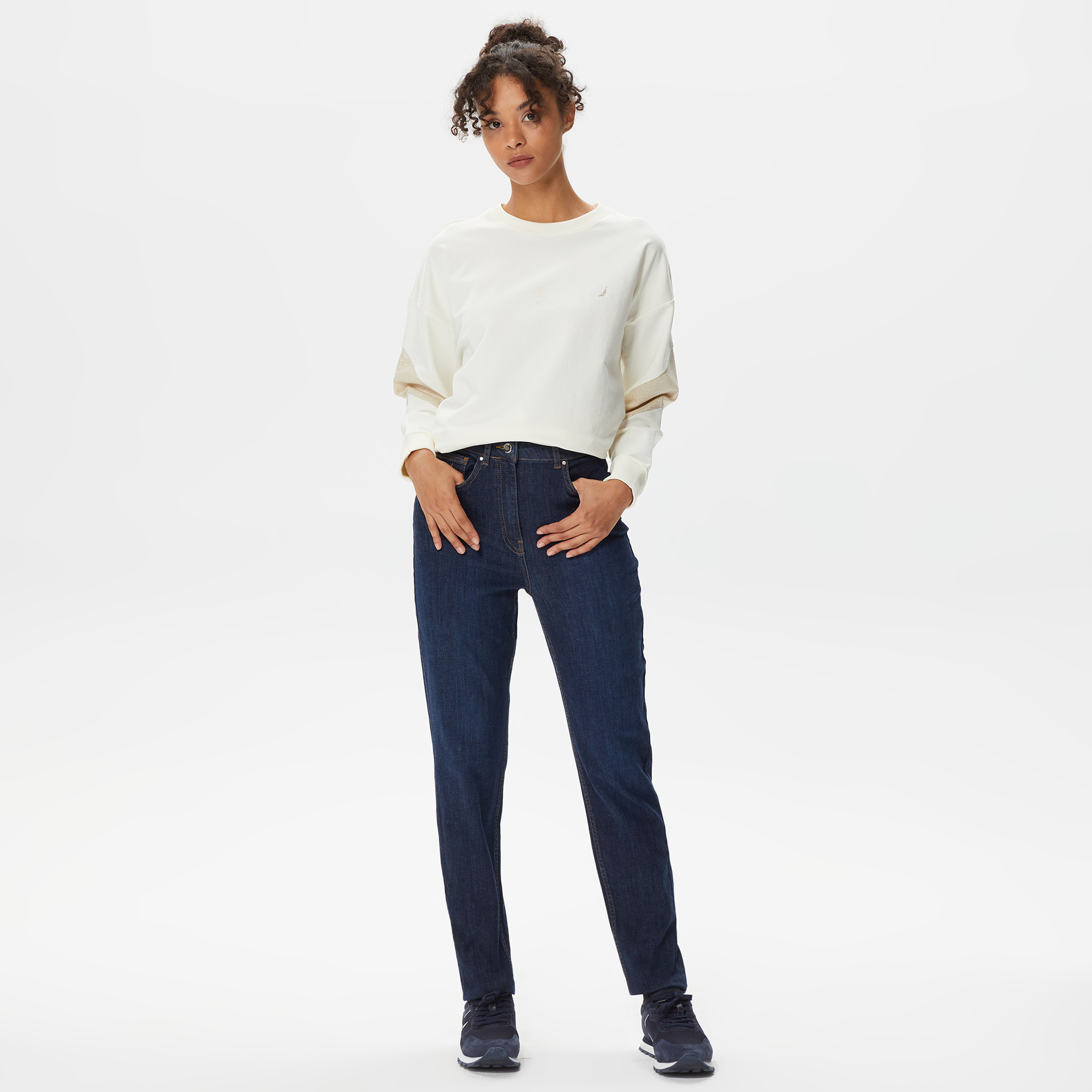 Nautica Kadın Mavi Relaxed Fit Denim Pantolon