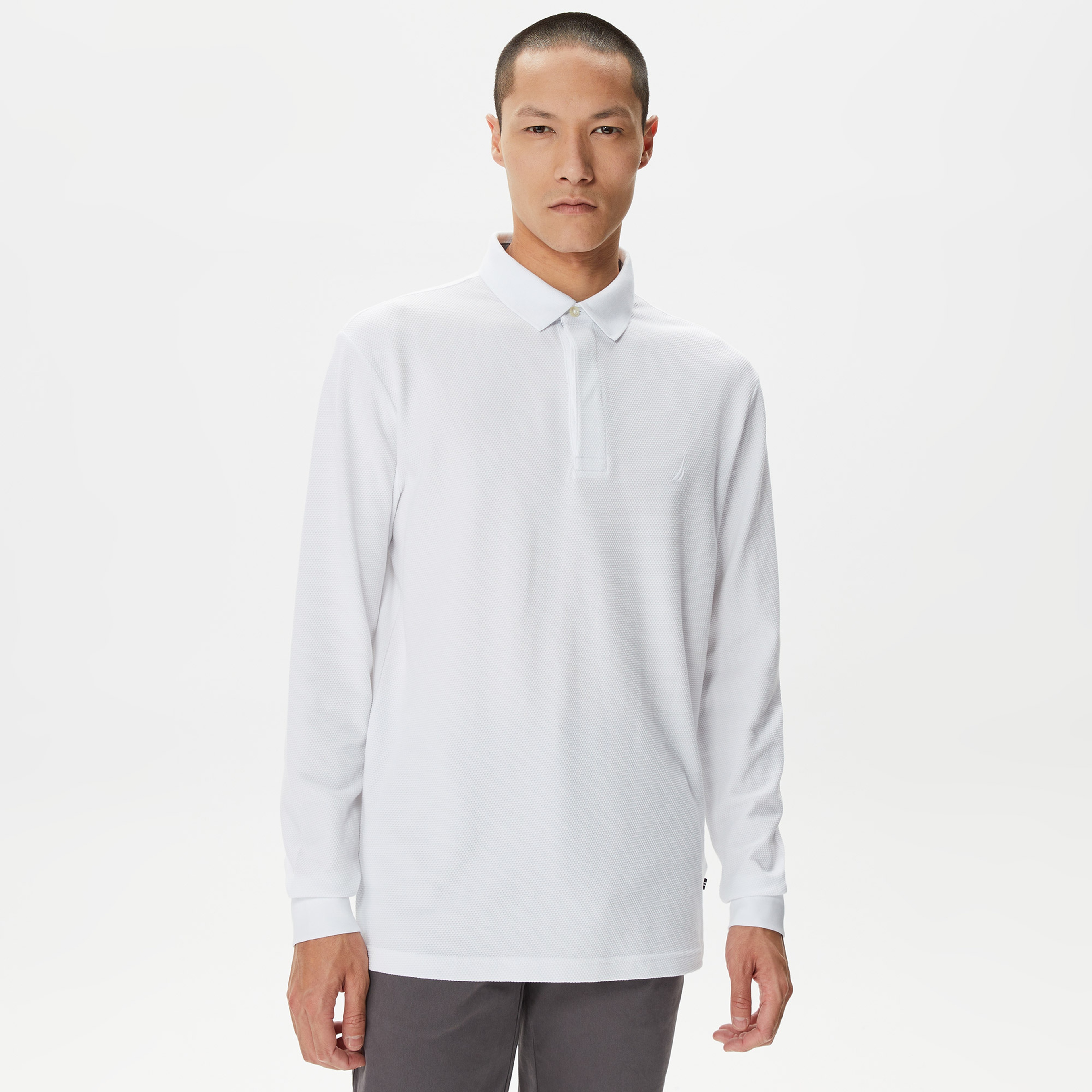 Nautica Erkek Beyaz Slim Fit Uzun Kollu Polo Yaka T-Shirt