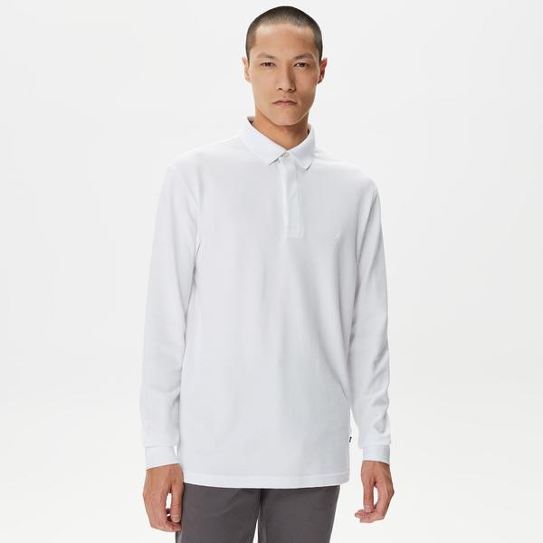 Nautica Erkek Beyaz Slim Fit Uzun Kollu Polo Yaka T-Shirt