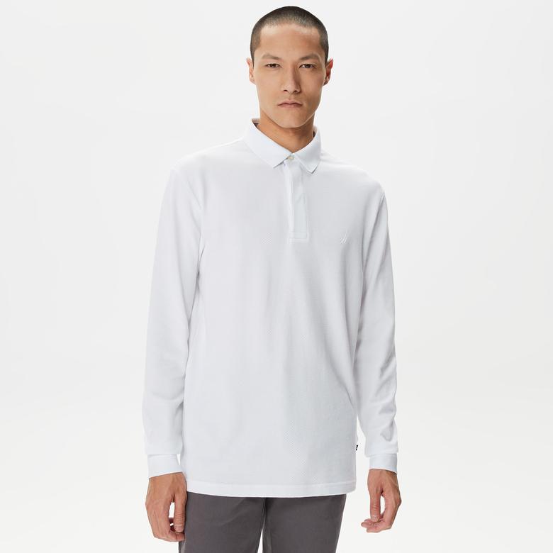 Nautica Erkek Beyaz Slim Fit Uzun Kollu Polo Yaka T-Shirt