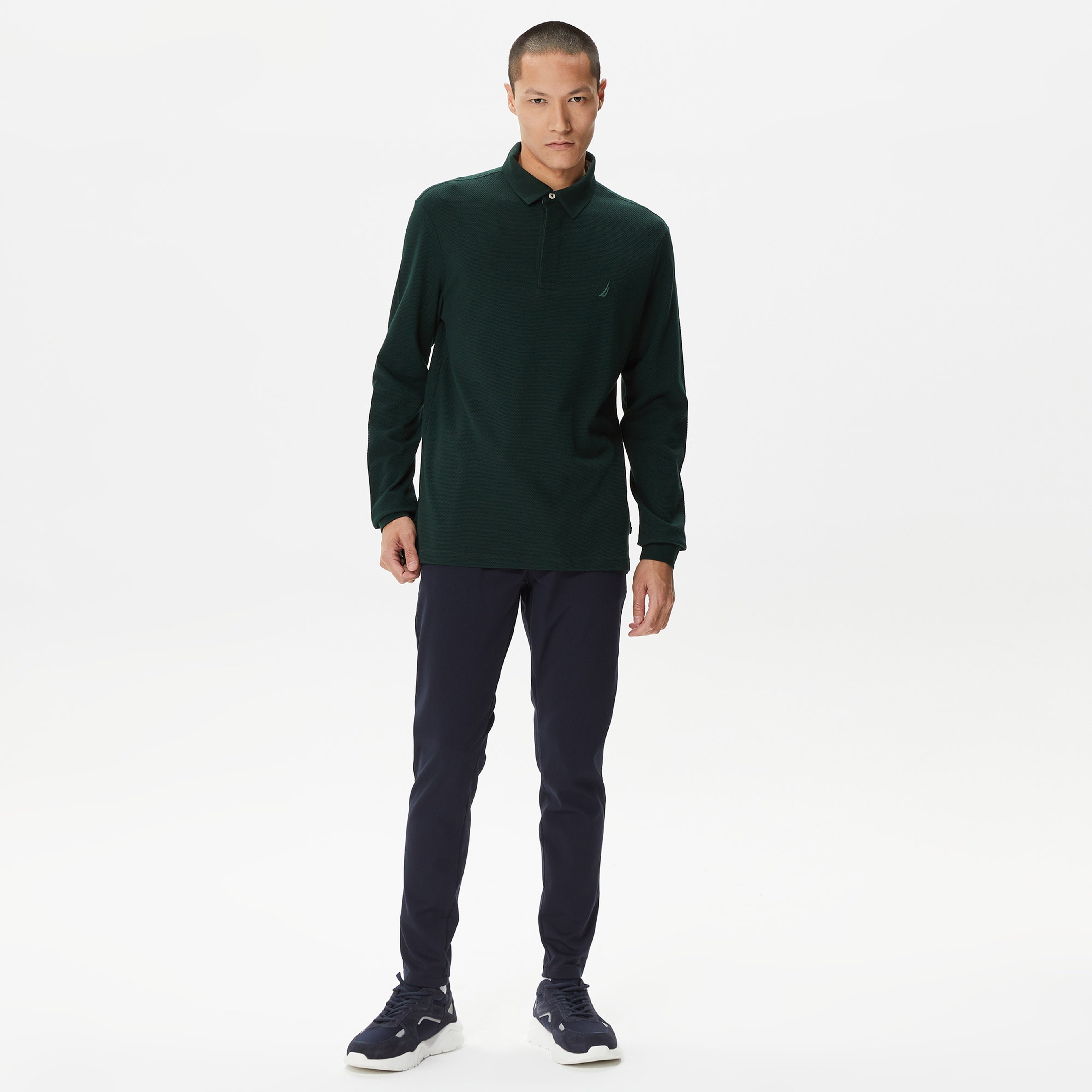 Nautica Erkek Yeşil Slim Fit Uzun Kollu Polo Yaka T-Shirt