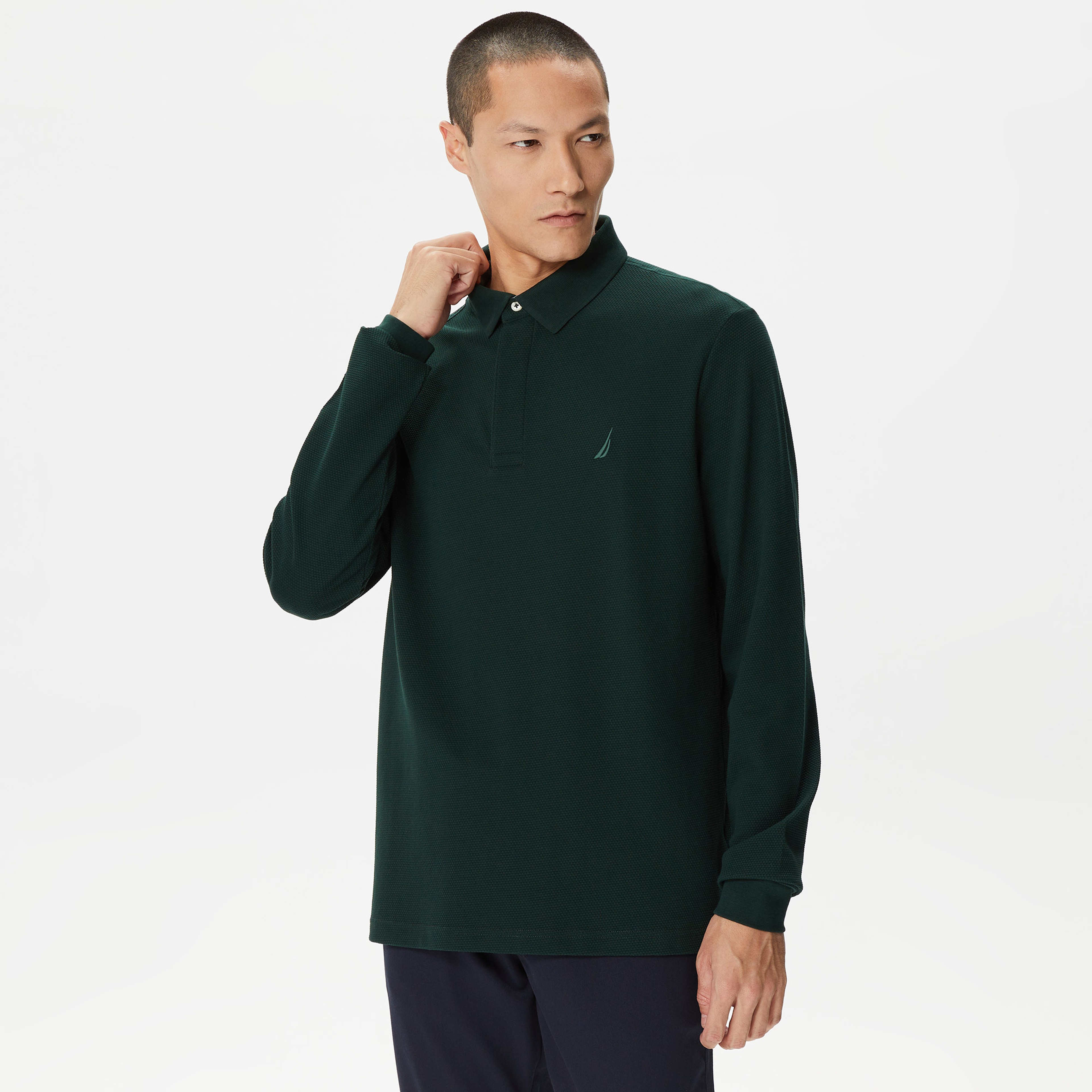 Nautica Erkek Yeşil Slim Fit Uzun Kollu Polo Yaka T-Shirt