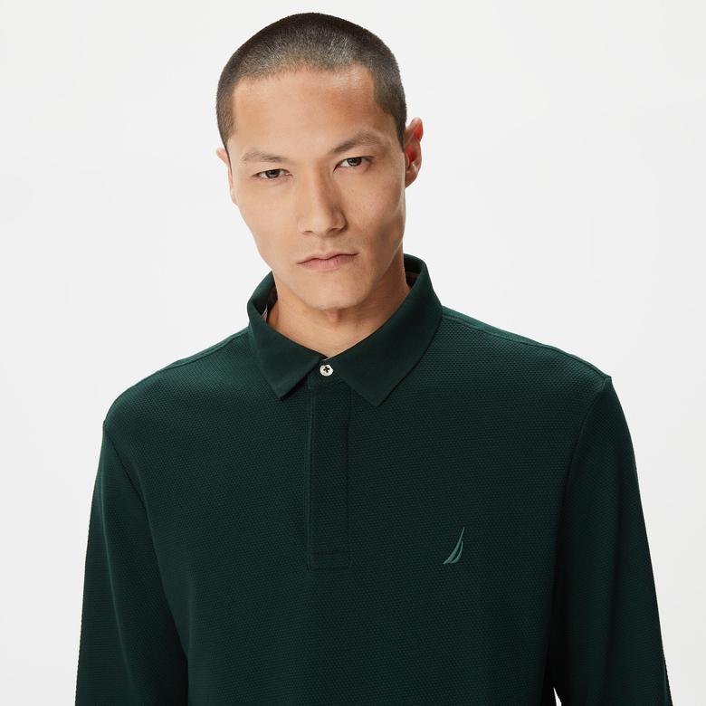 Nautica Erkek Yeşil Slim Fit Uzun Kollu Polo Yaka T-Shirt