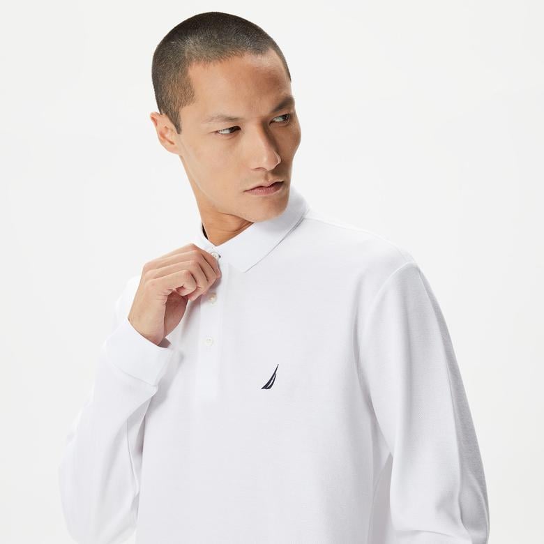 Nautica Erkek Beyaz Classic Fit Uzun Kollu Polo Yaka T-Shirt