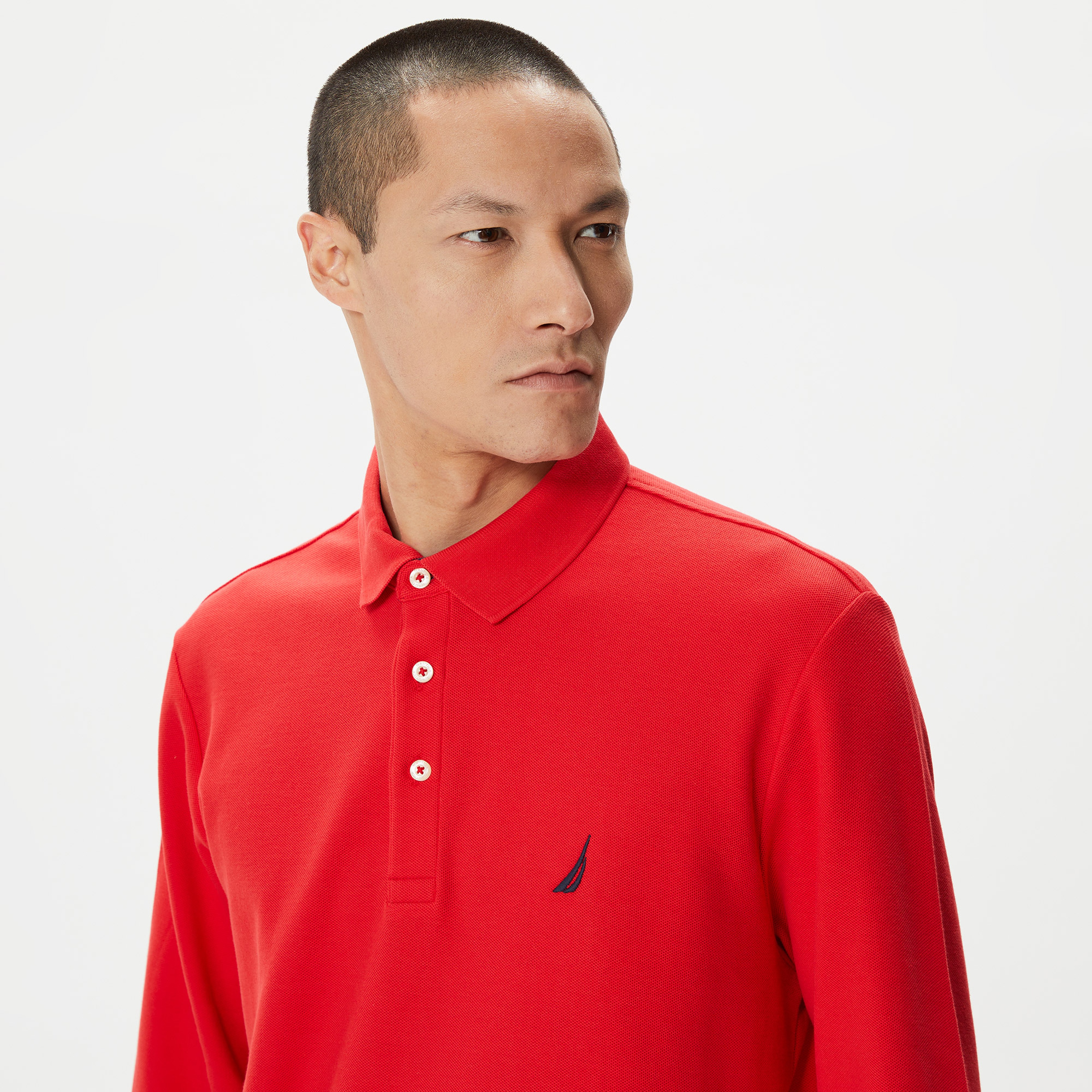 Nautica Erkek Kırmızı Classic Fit Uzun Kollu Polo Yaka T-Shirt