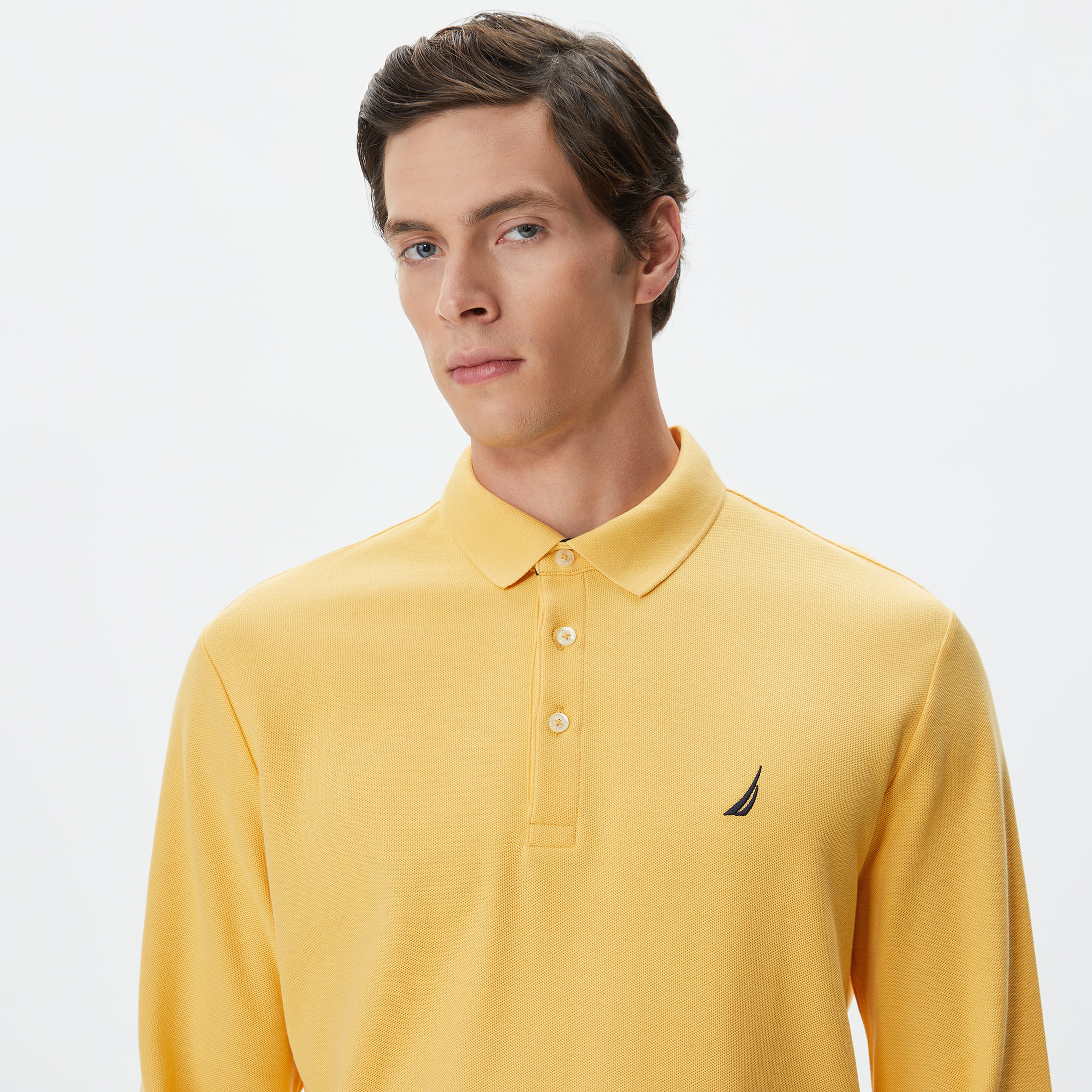 Nautica Erkek Sarı Classic Fit Uzun Kollu Polo