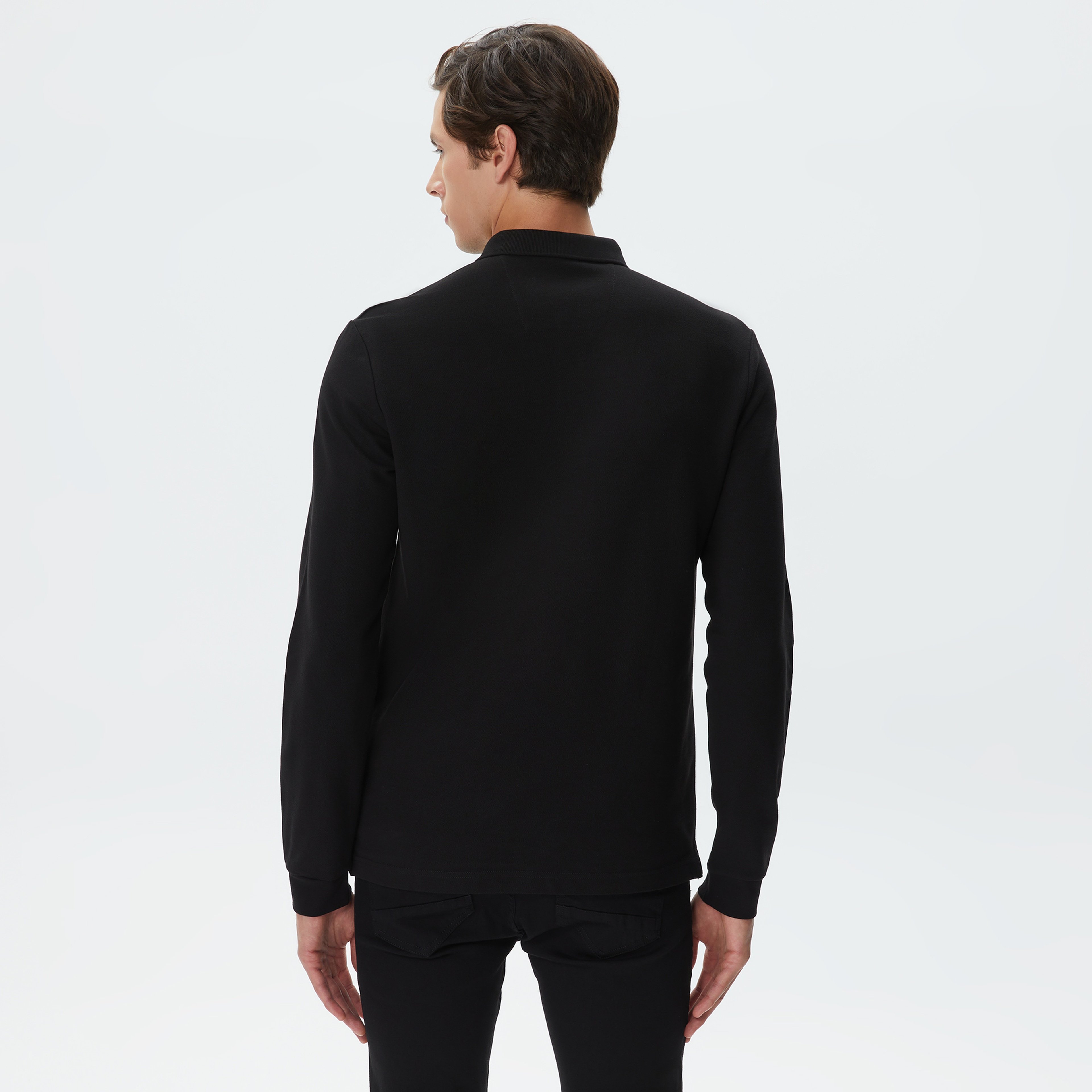 Nautica Erkek Siyah Slim Fit Uzun Kollu Polo Yaka T-Shirt