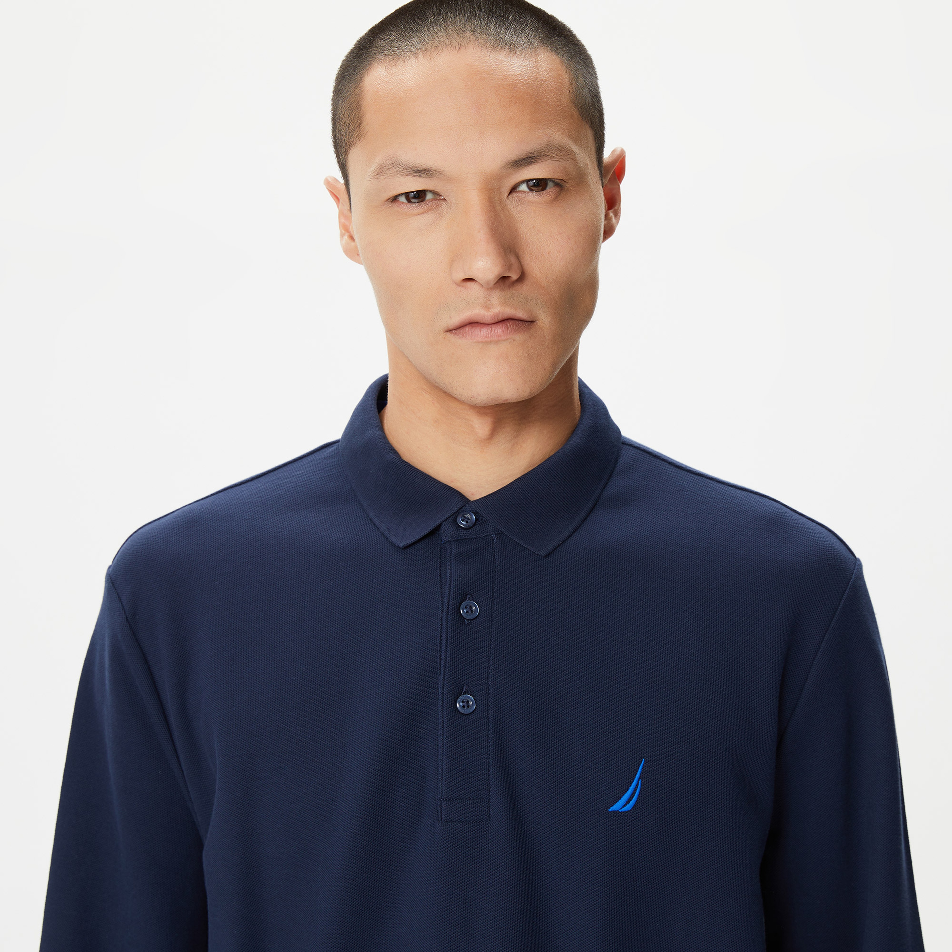 Nautica Erkek Lacivert Classic Fit Uzun Kollu Polo Yaka T-Shirt