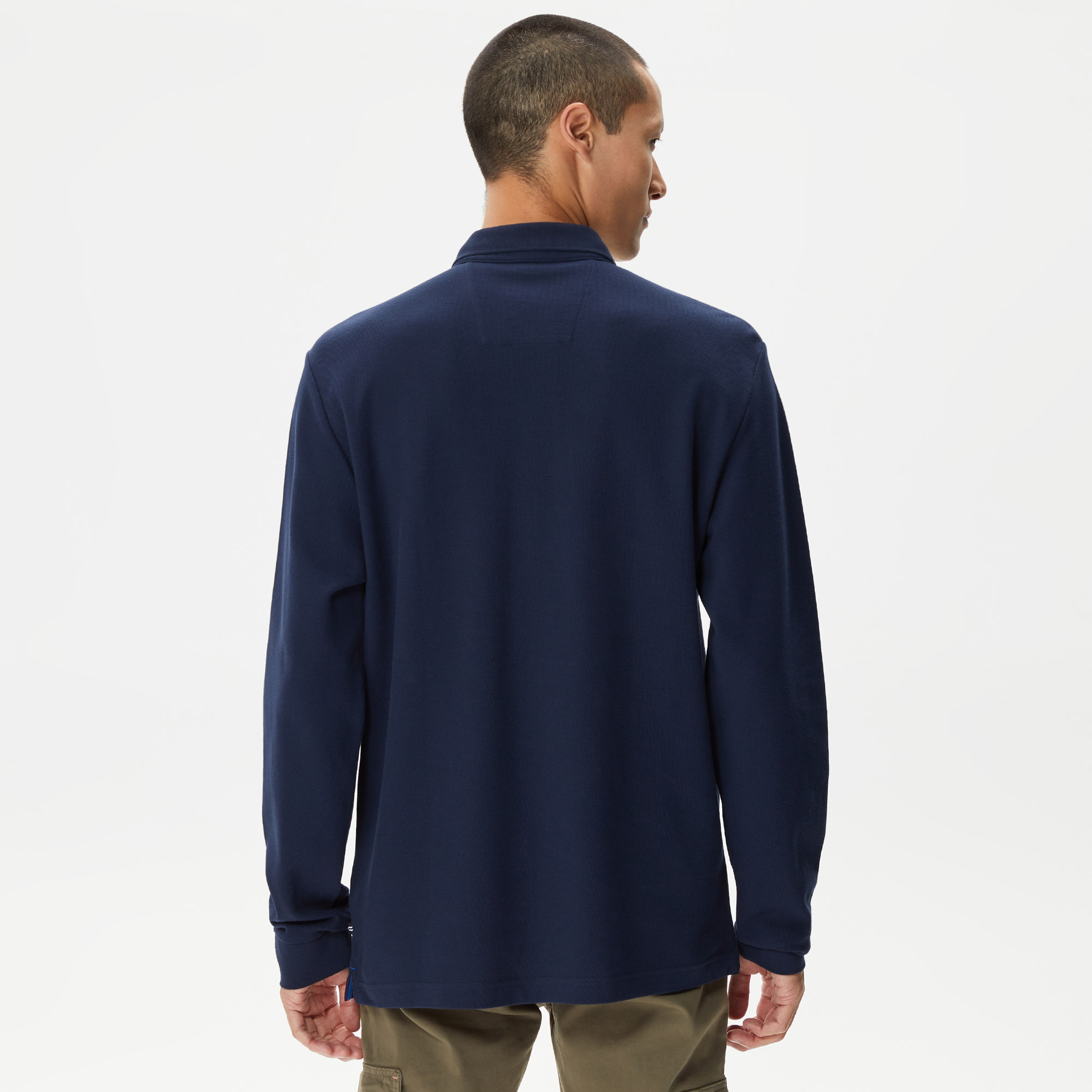 Nautica Erkek Lacivert Classic Fit Uzun Kollu Polo Yaka T-Shirt