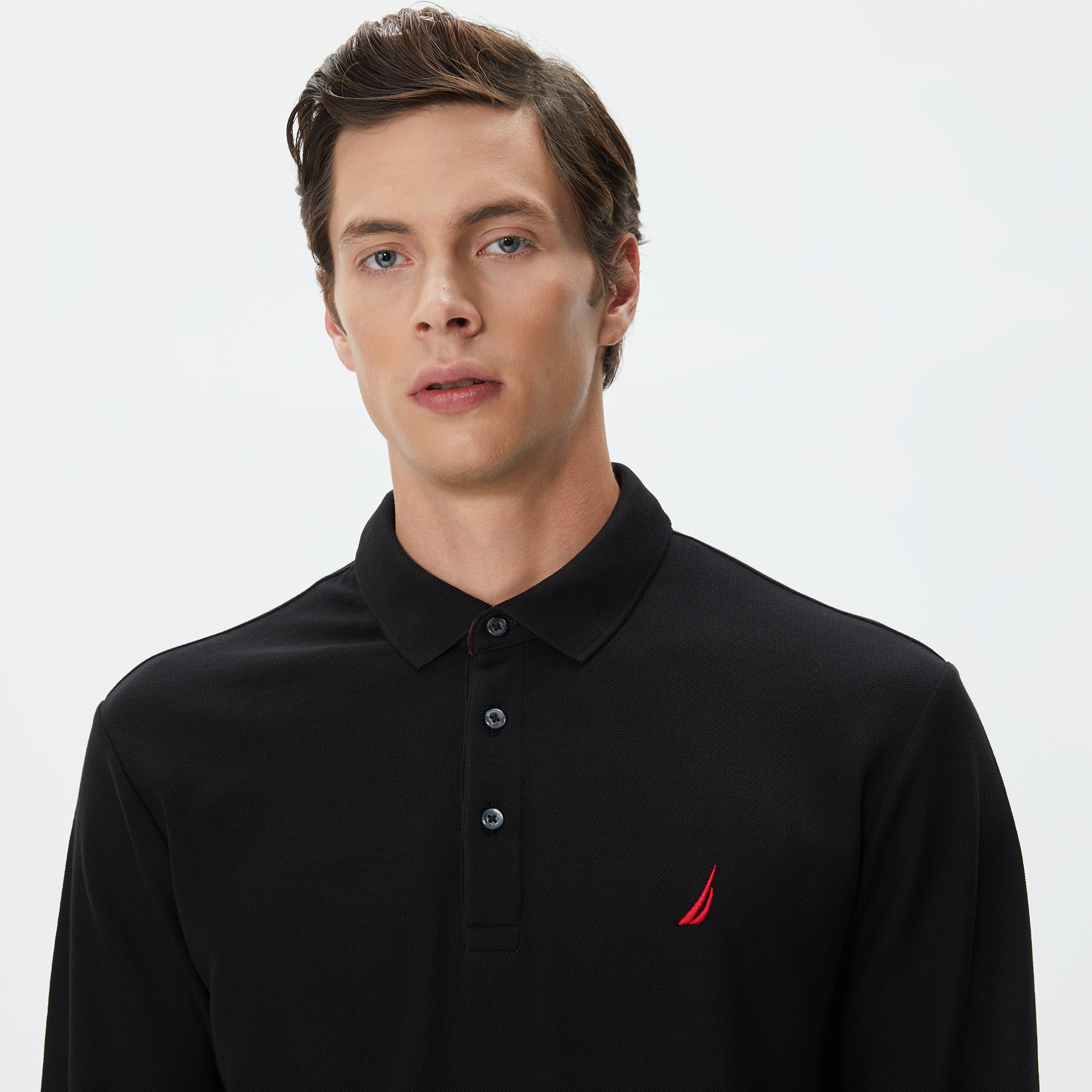 Nautica Erkek Siyah Classic Fit Uzun Kollu Polo Yaka T-Shirt