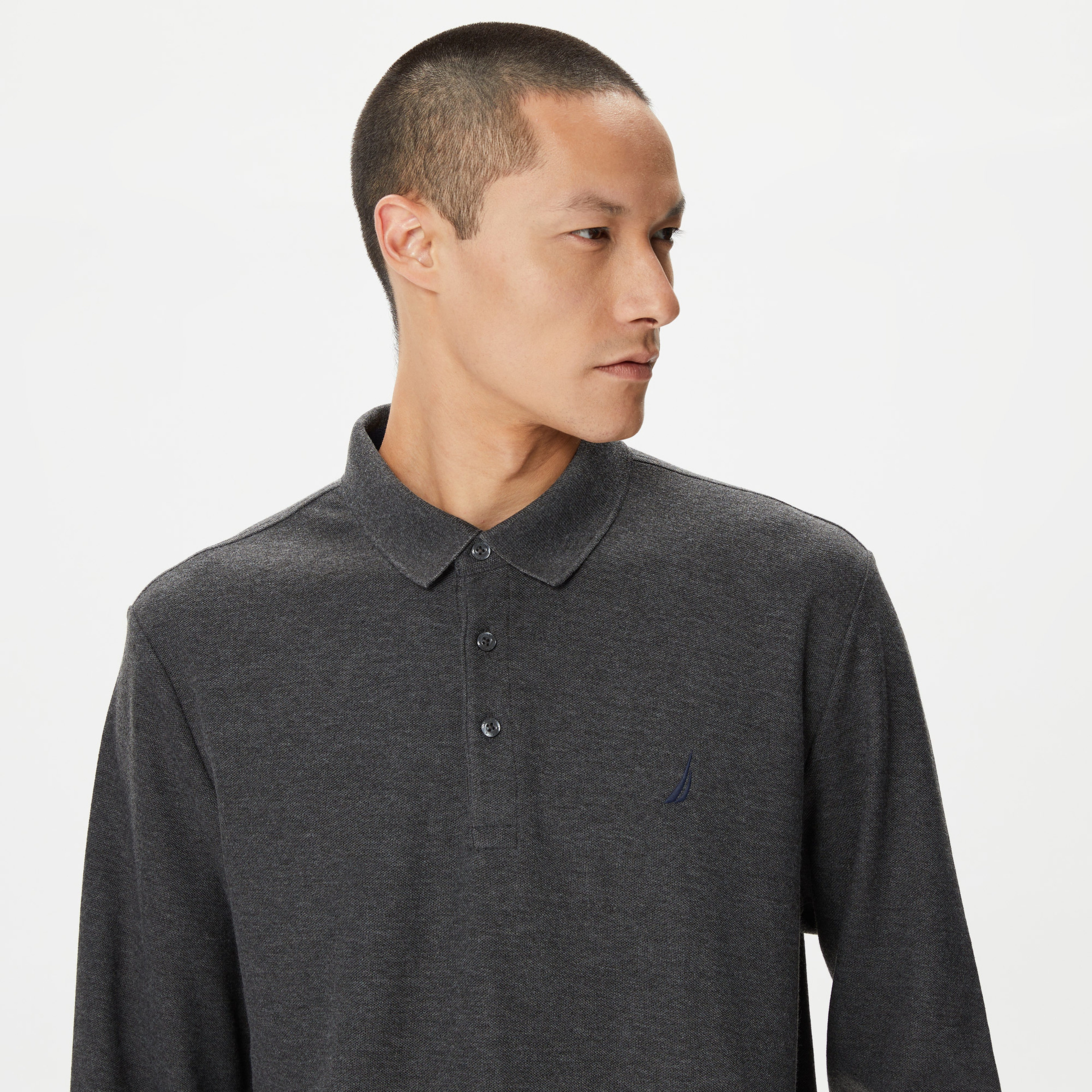 Nautica Erkek Gri Classic Fit Uzun Kollu Polo Yaka T-Shirt