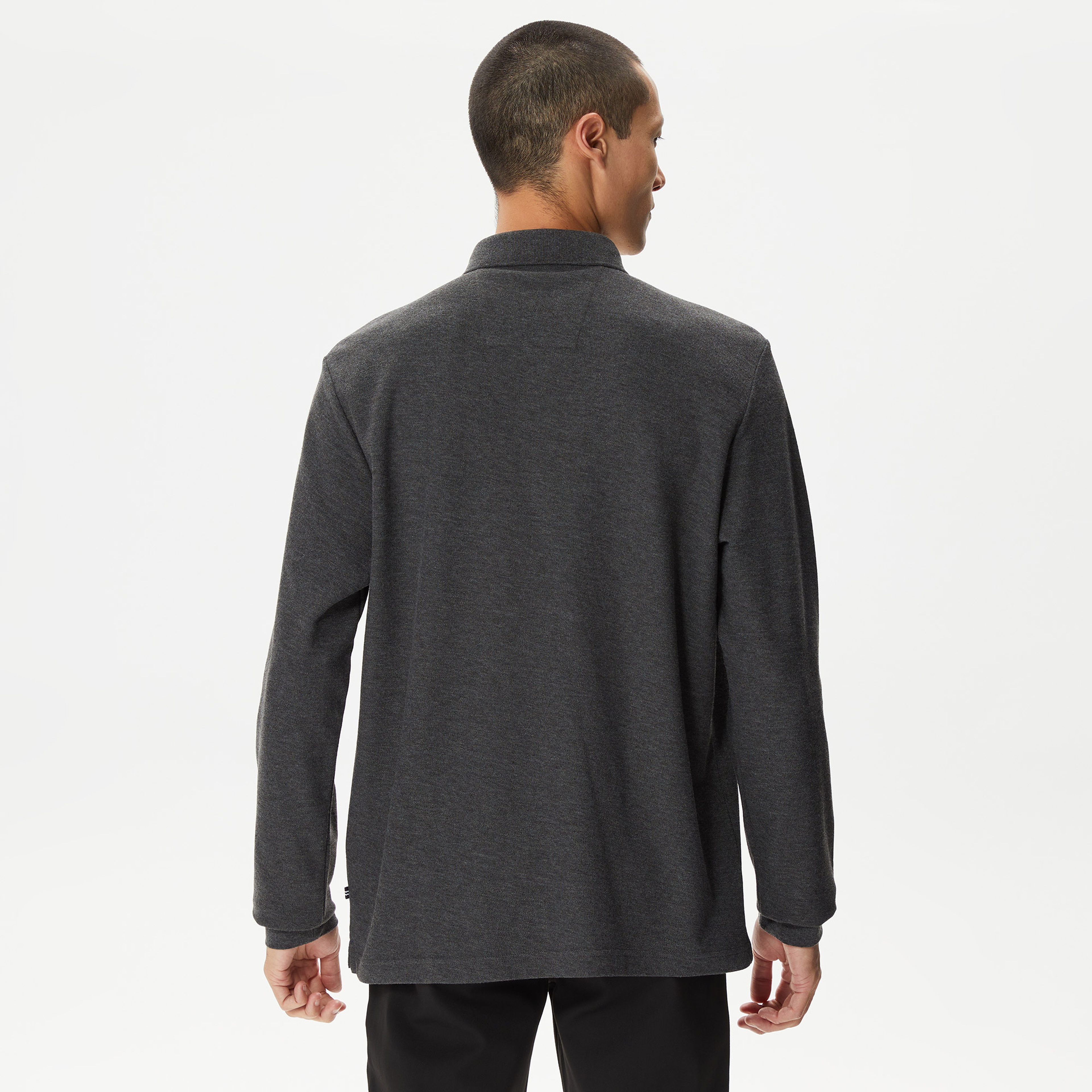 Nautica Erkek Gri Classic Fit Uzun Kollu Polo Yaka T-Shirt