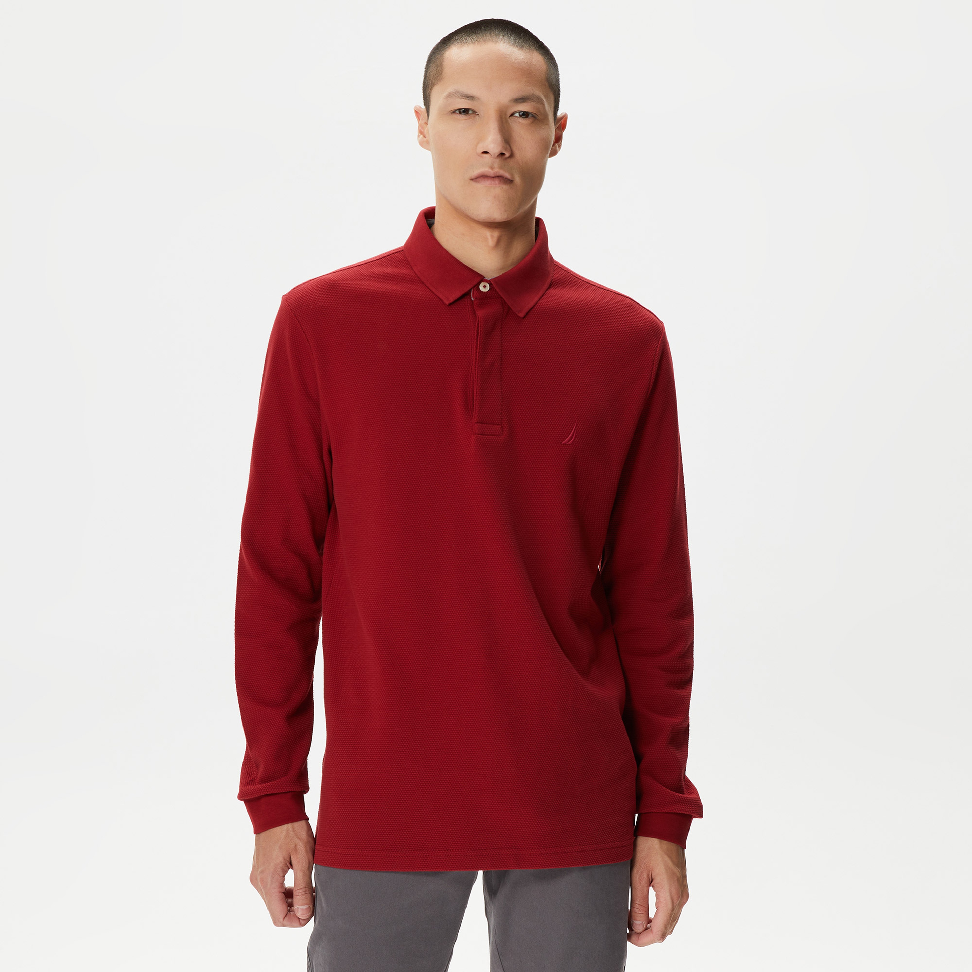 Nautica Erkek Bordo Slim Fit Uzun Kollu Polo Yaka T-Shirt