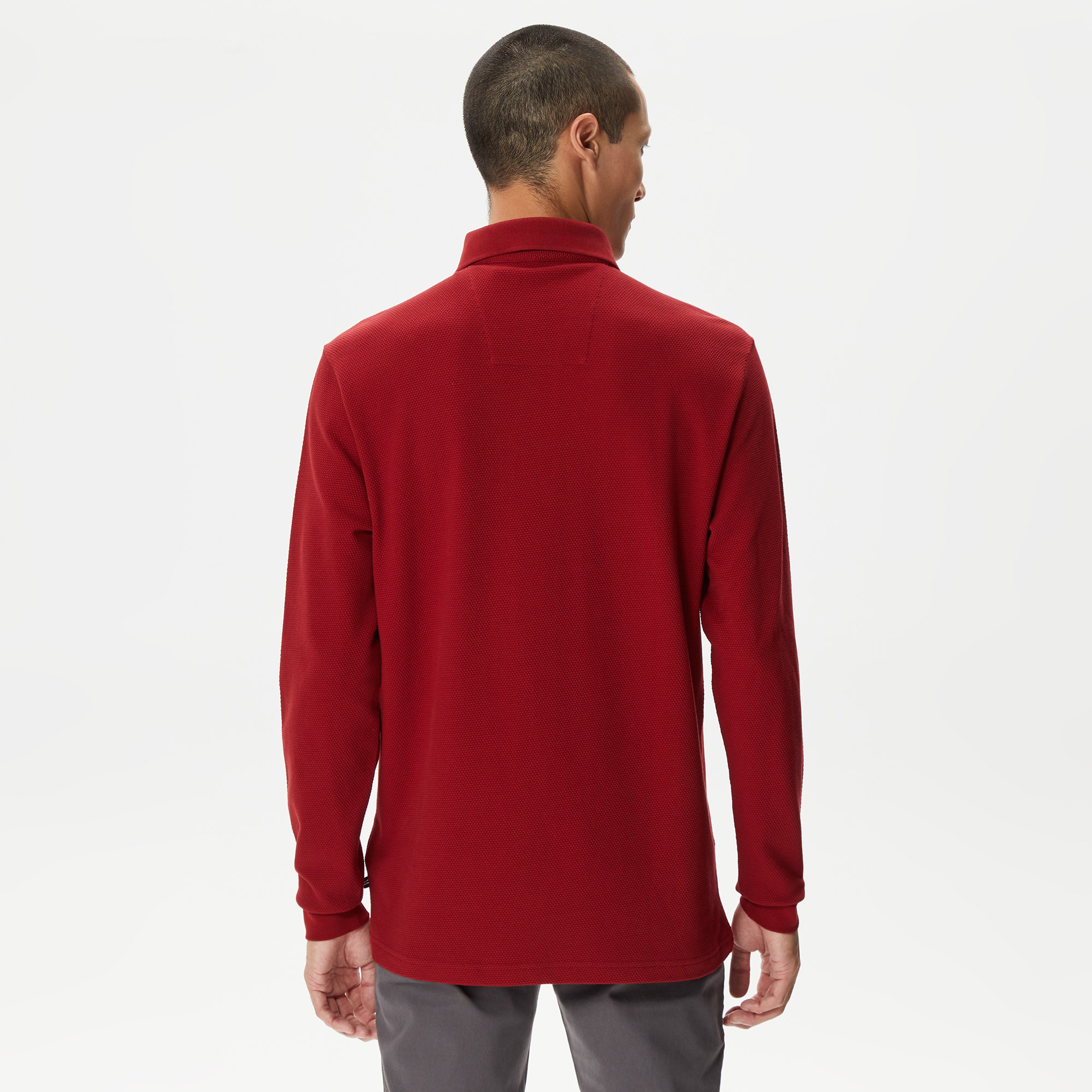 Nautica Erkek Bordo Slim Fit Uzun Kollu Polo Yaka T-Shirt