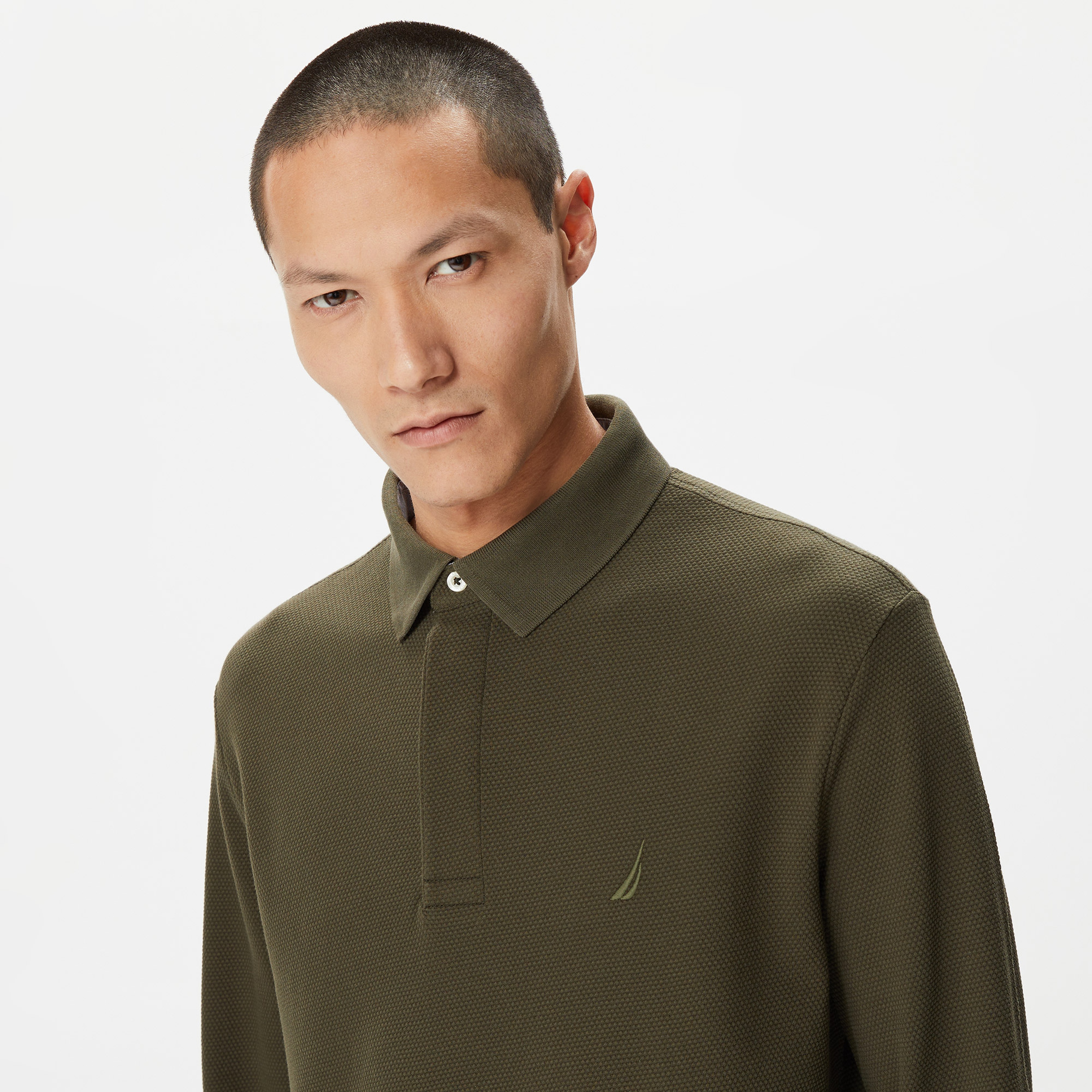 Nautica Erkek Yeşil Slim Fit Uzun Kollu Polo Yaka T-Shirt