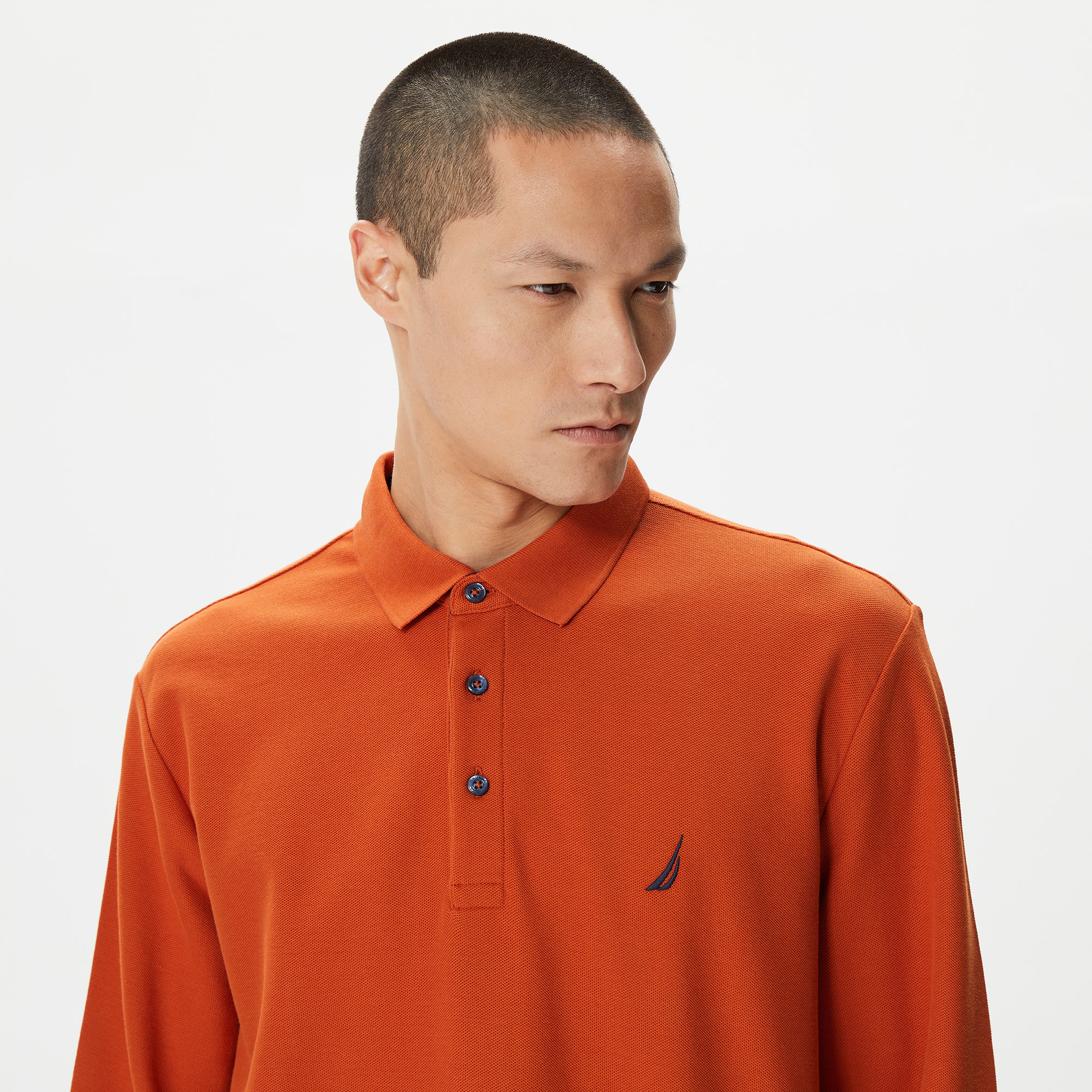 Nautica Erkek Turuncu Classic Fit Uzun Kollu Polo Yaka T-Shirt