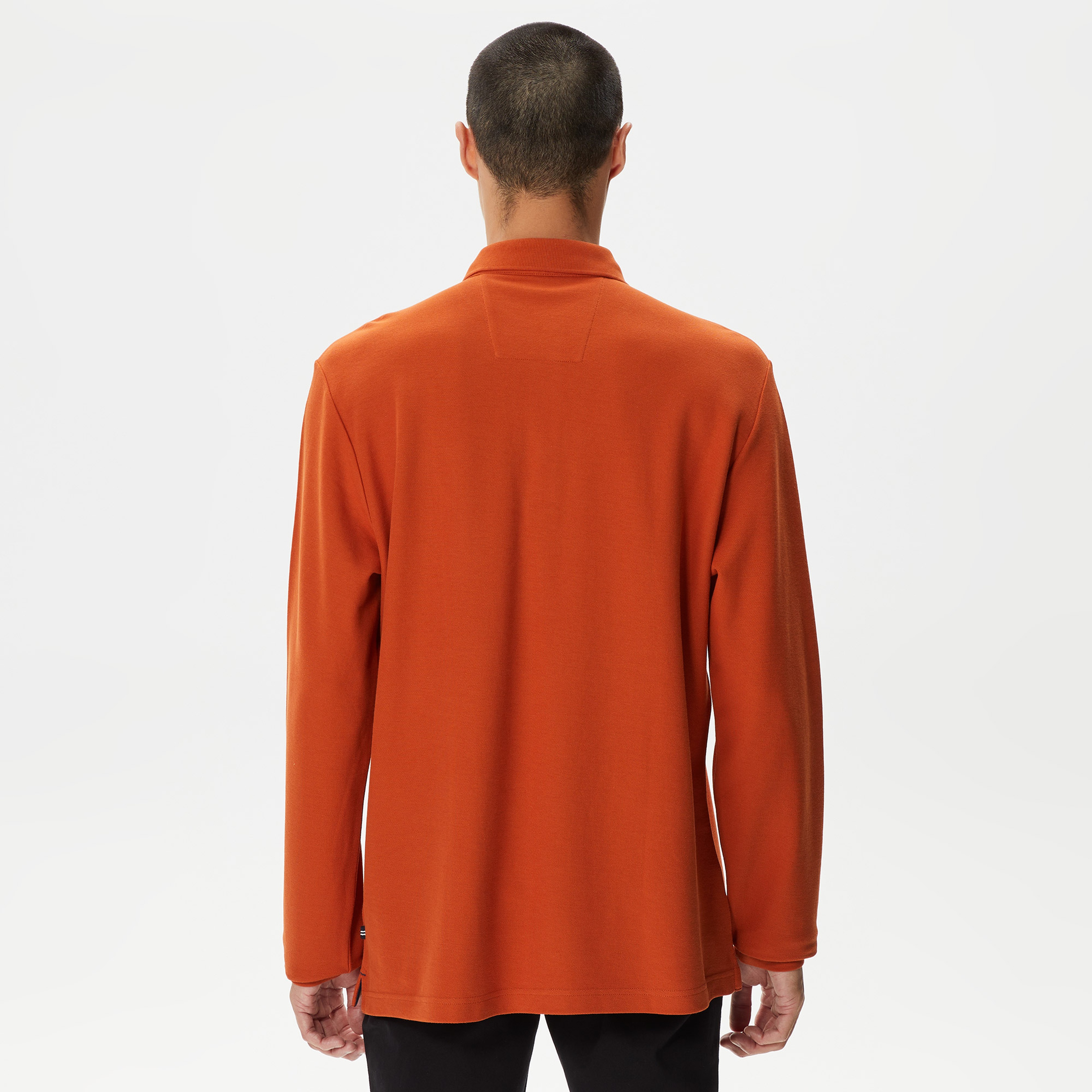 Nautica Erkek Turuncu Classic Fit Uzun Kollu Polo Yaka T-Shirt