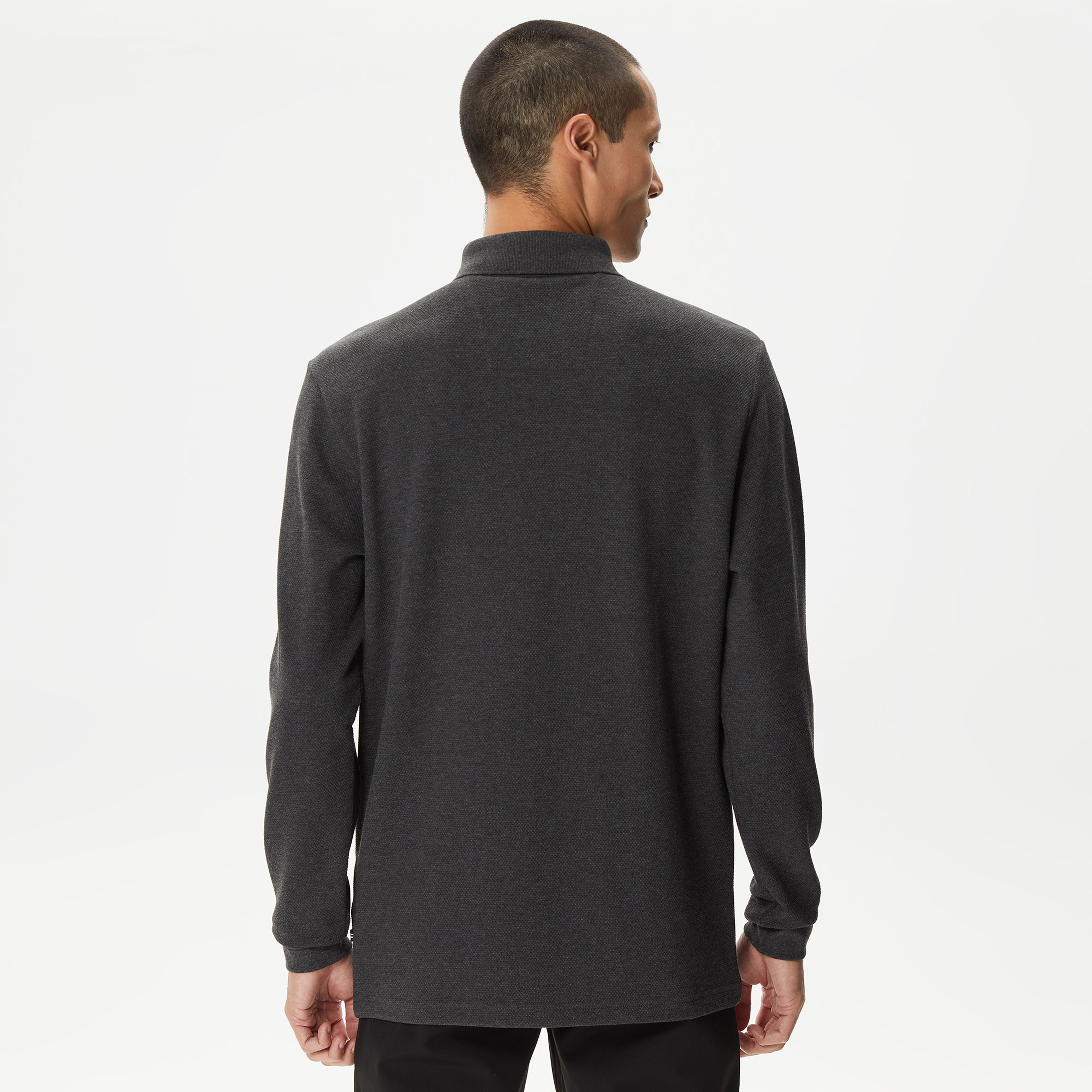 Nautica Erkek Gri Slim Fit Uzun Kollu Polo Yaka T-Shirt