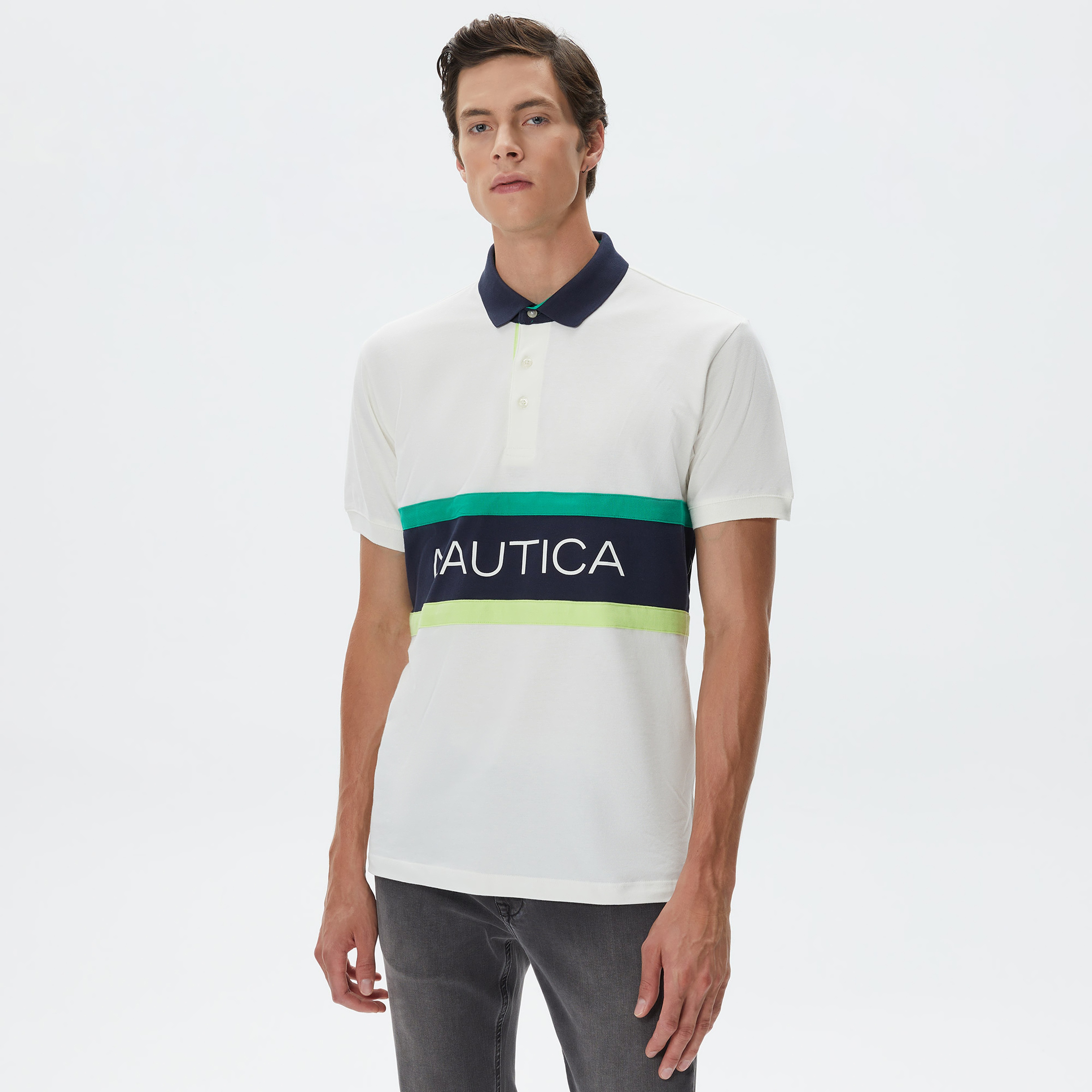 Nautica Erkek Kırık Beyaz Classic Fit Kısa Kollu Polo