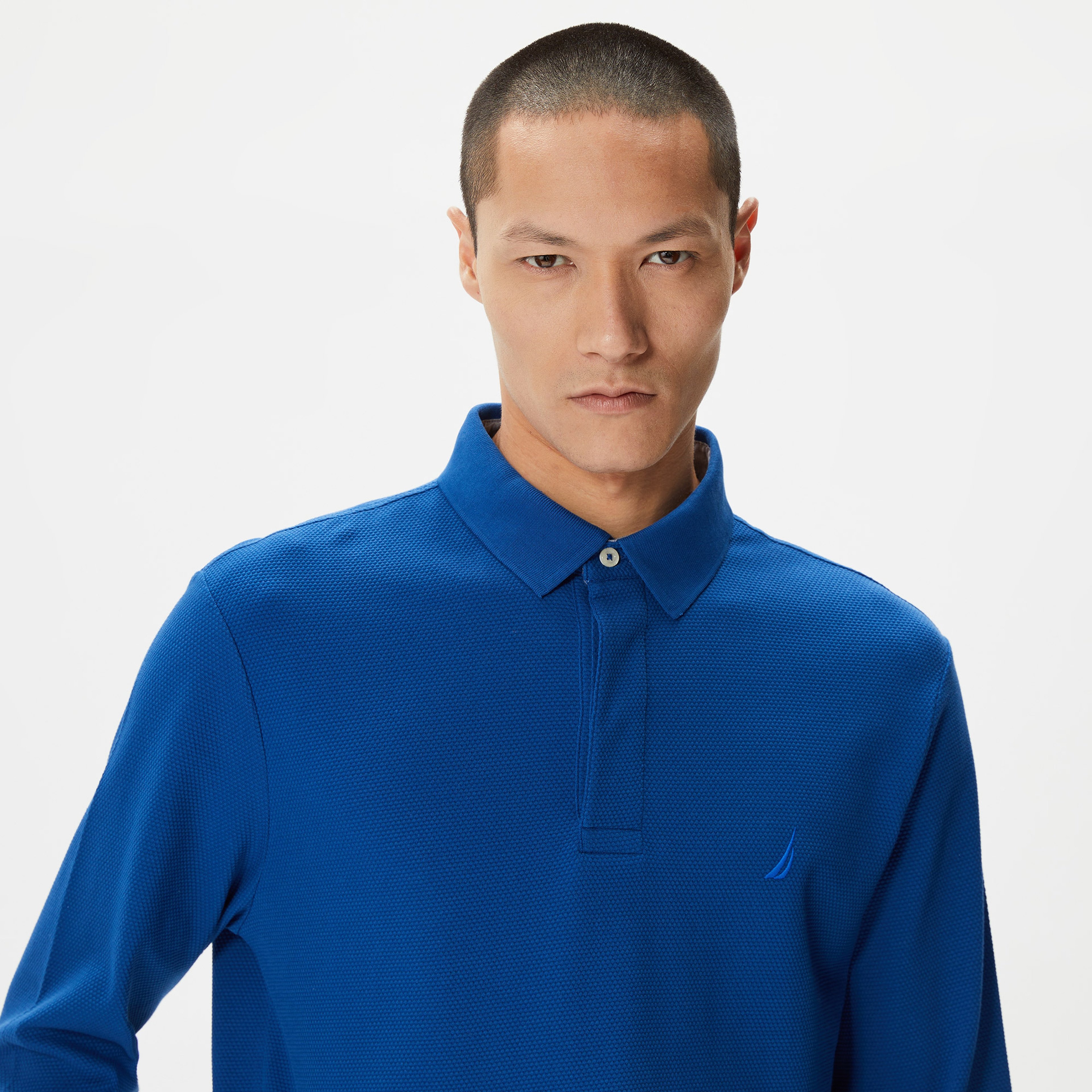 Nautica Erkek Mavi Slim Fit Uzun Kollu Polo