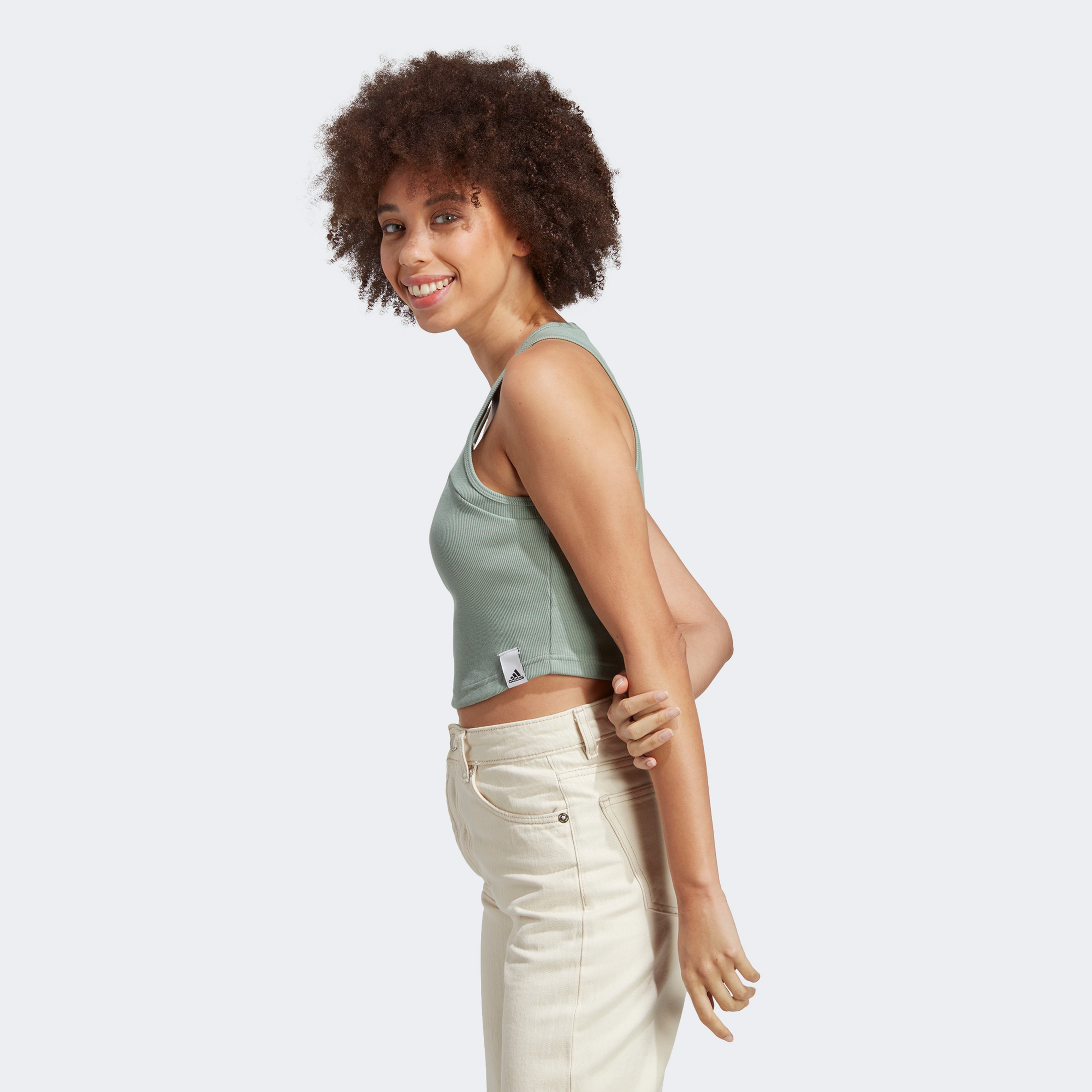 adidas Lng Rib Kadın Yeşil Crop