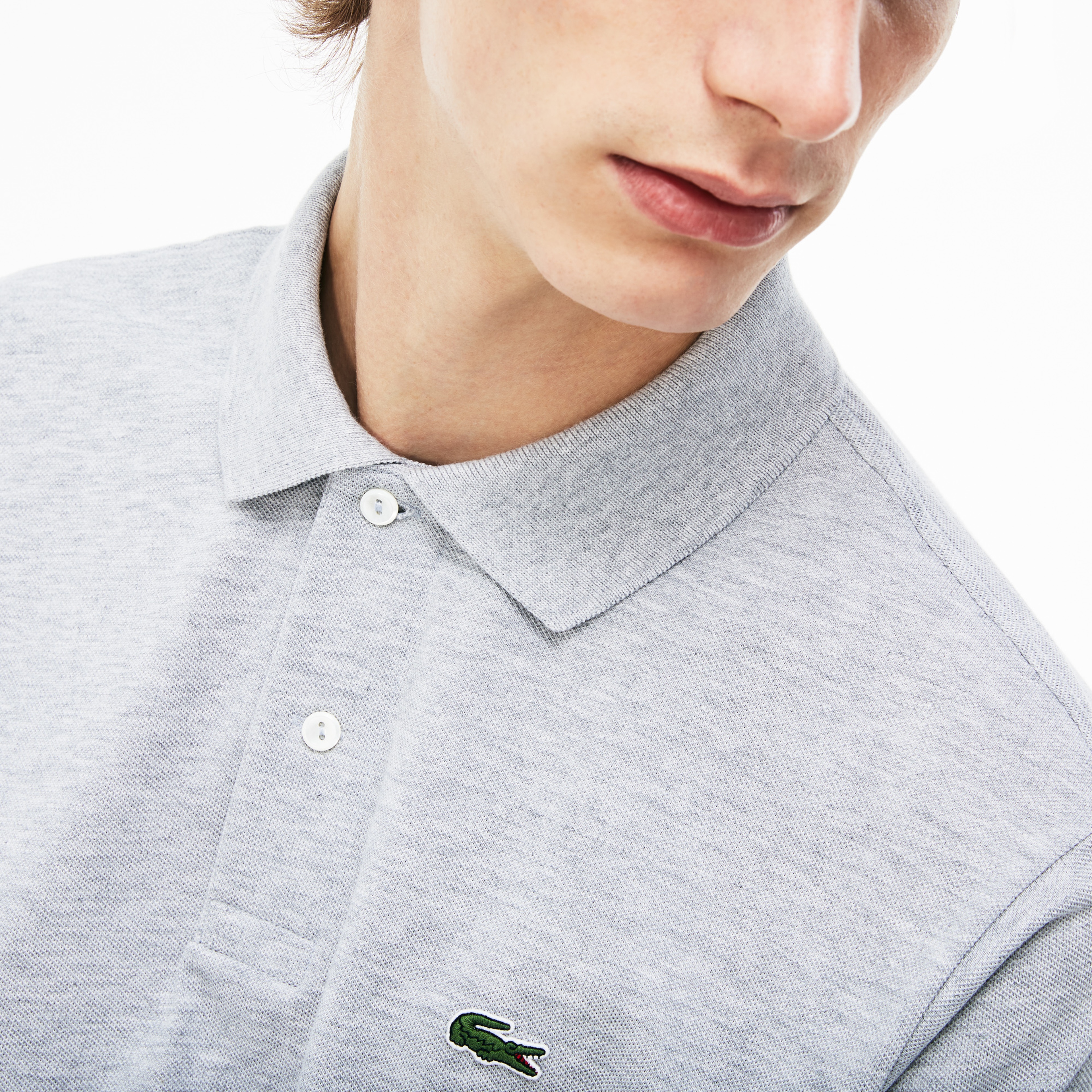 Lacoste Erkek Slim Fit Marl L.12.12 Açık Gri Polo