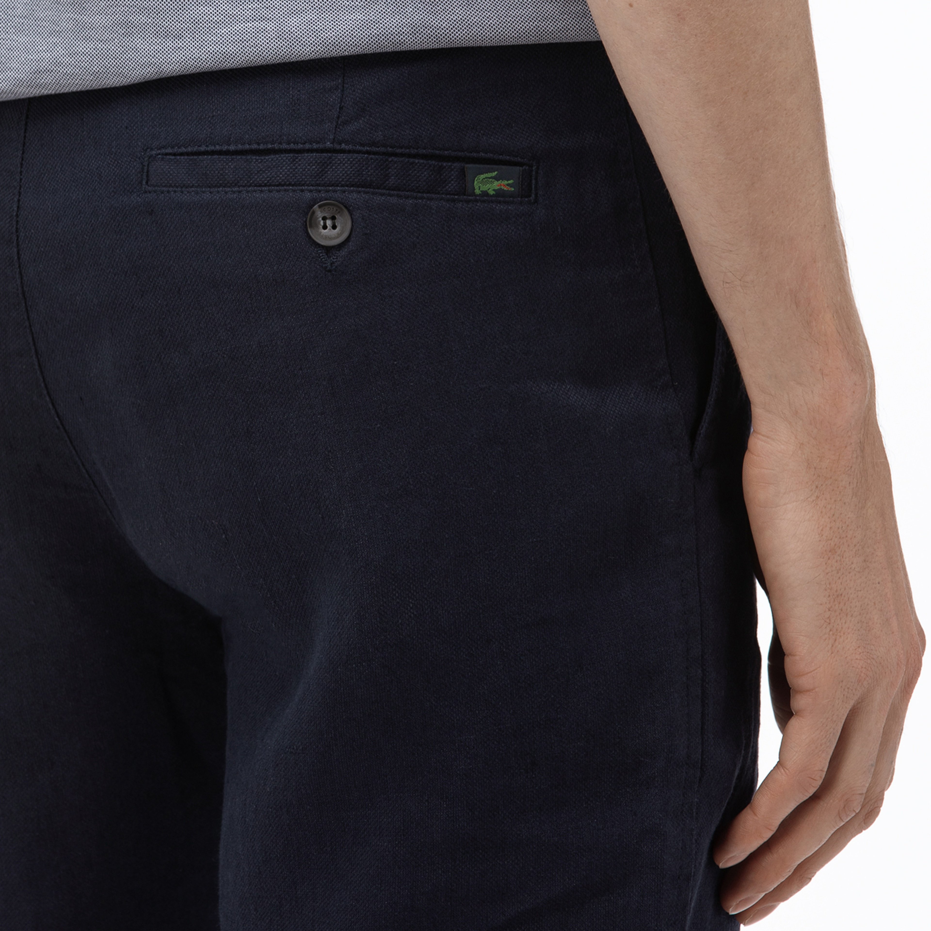 Lacoste Erkek Slim Fit Keten Lacivert Bermuda