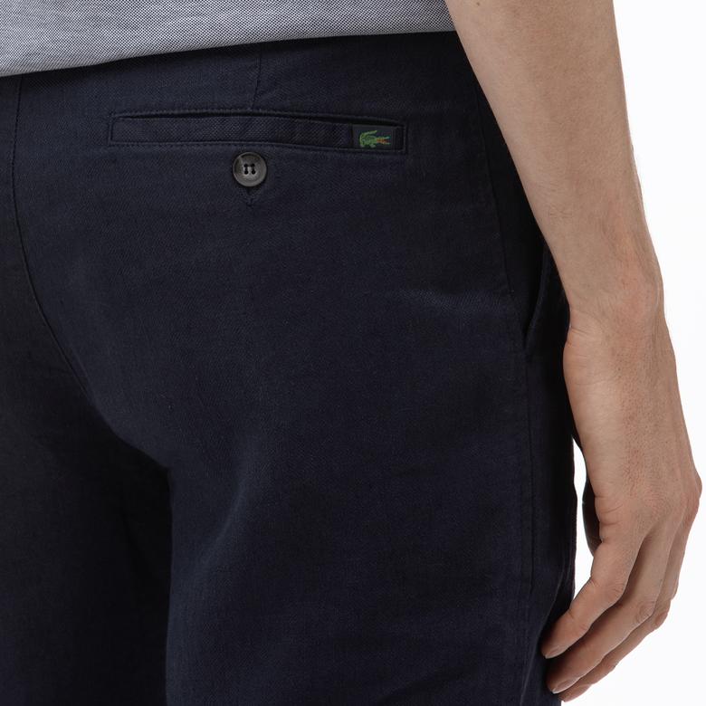 Lacoste Erkek Slim Fit Keten Lacivert Bermuda