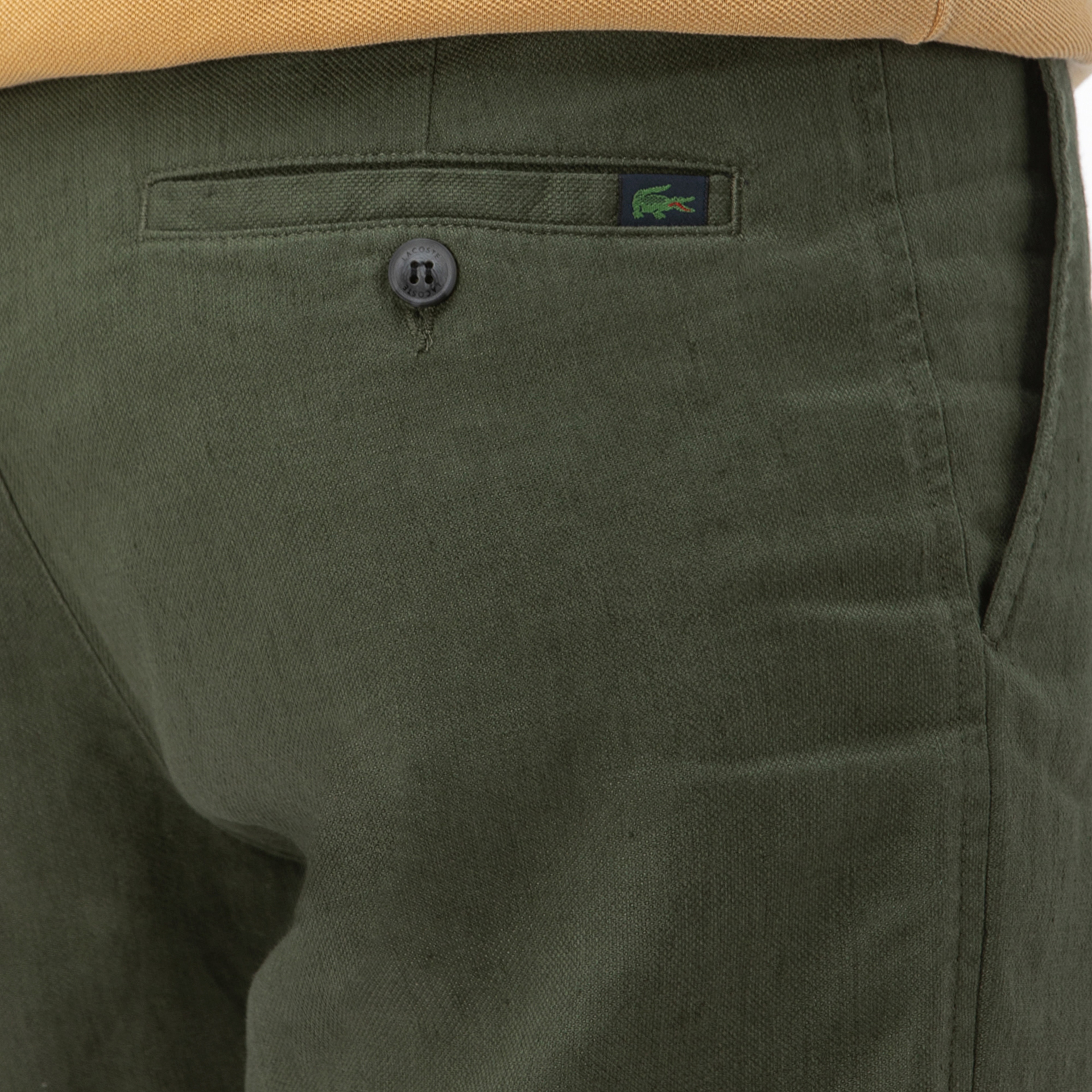 Lacoste Erkek Slim Fit Keten Yeşil Bermuda