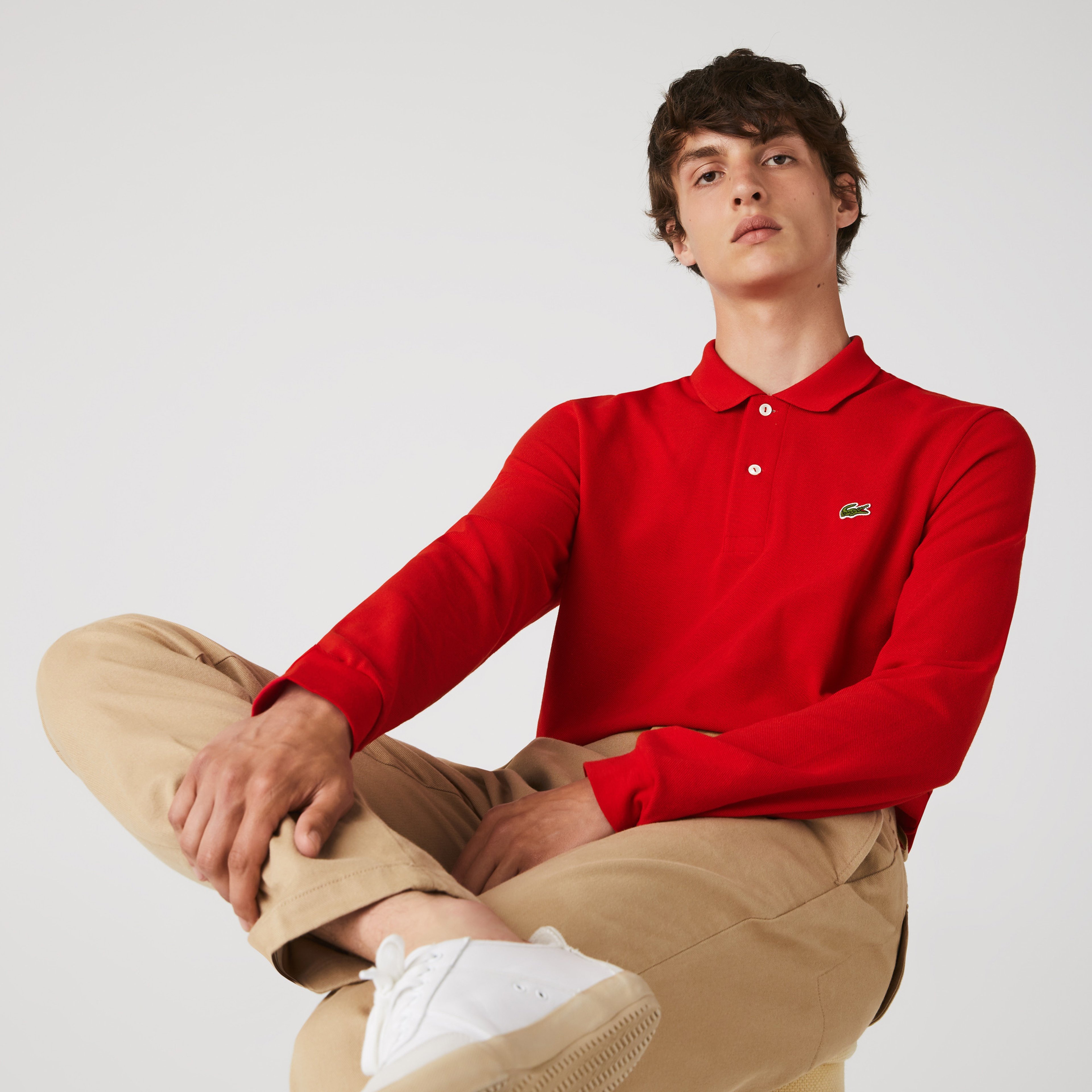 Lacoste Erkek Classic Fit Uzun Kollu Kırmızı L1212 Polo